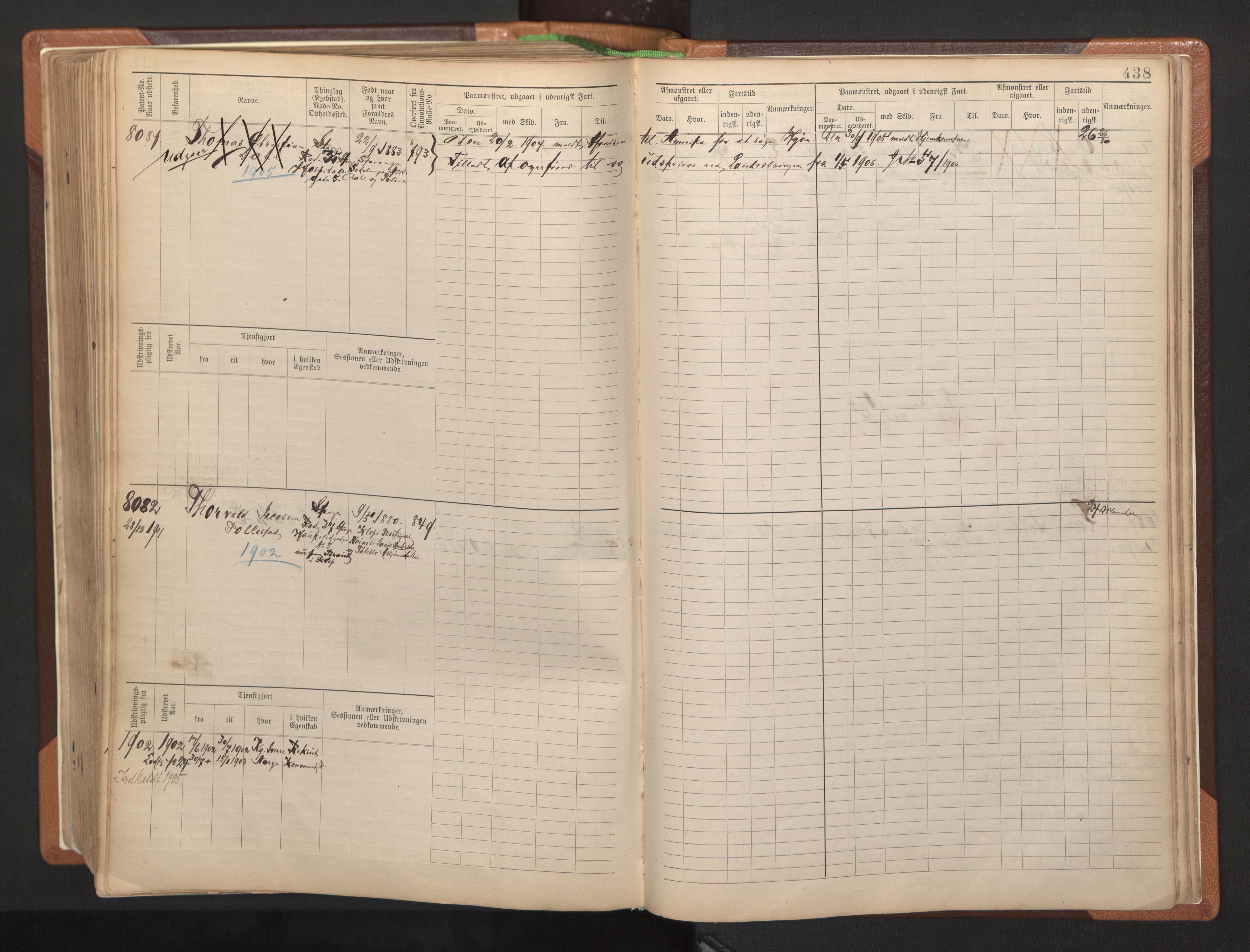 Stavanger sjømannskontor, AV/SAST-A-102006/F/Fb/Fbb/L0012: Sjøfartshovedrulle, patentnr. 7207-8158, 1894-1904, p. 442