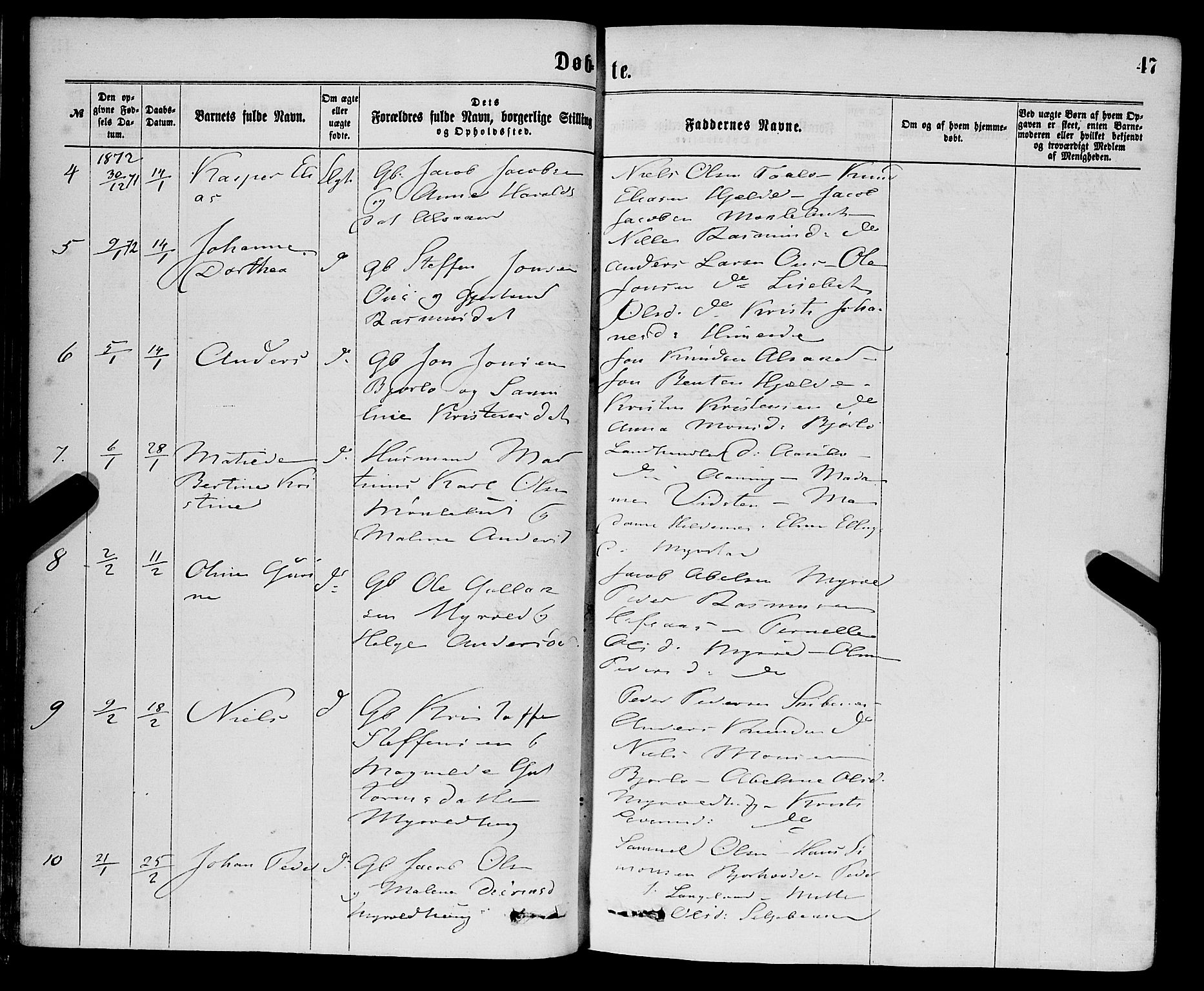 Eid sokneprestembete, AV/SAB-A-82301/H/Haa/Haaa/L0010: Parish register (official) no. A 10, 1867-1878, p. 47