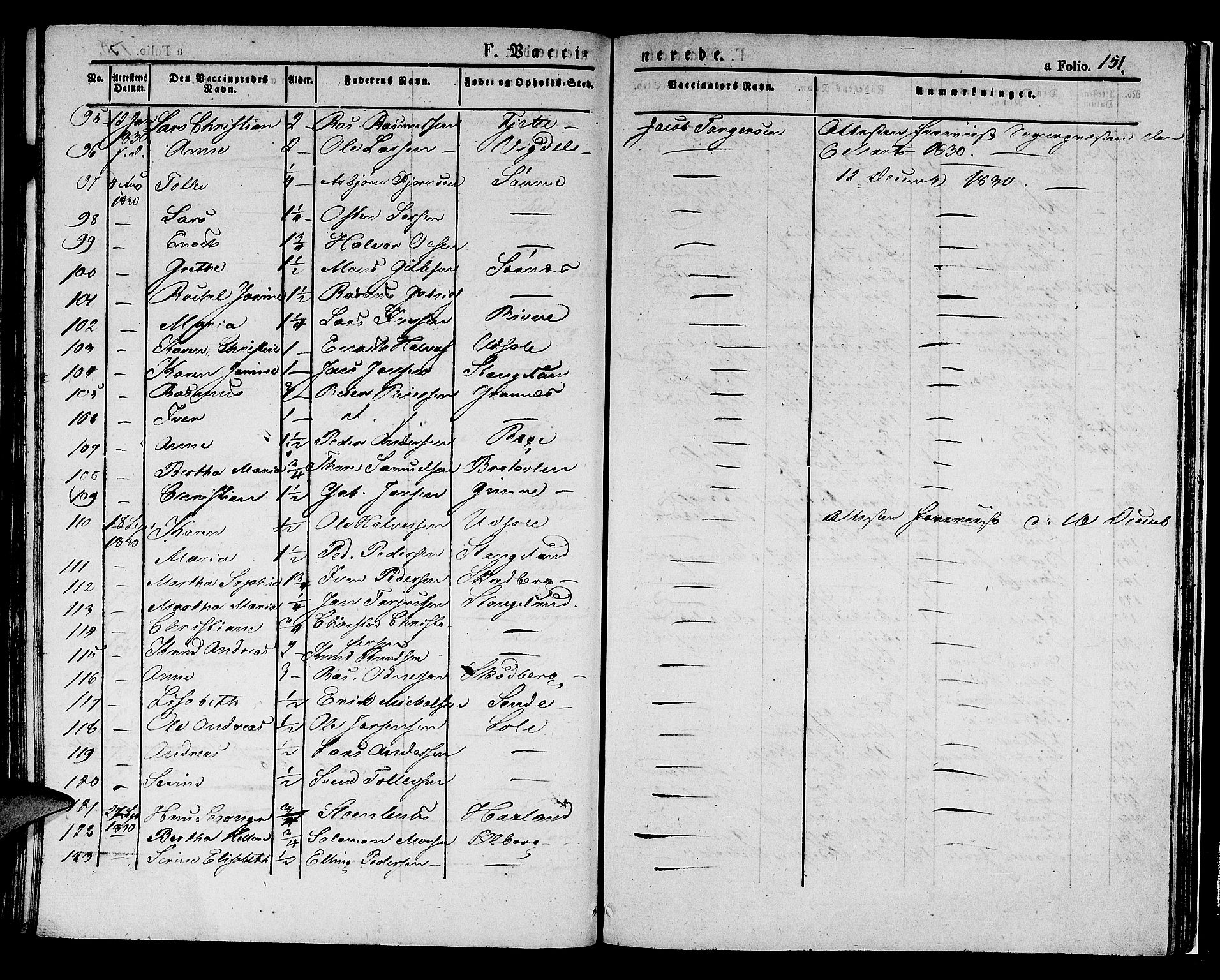 Håland sokneprestkontor, SAST/A-101802/001/30BA/L0005: Parish register (official) no. A 5, 1829-1841, p. 151
