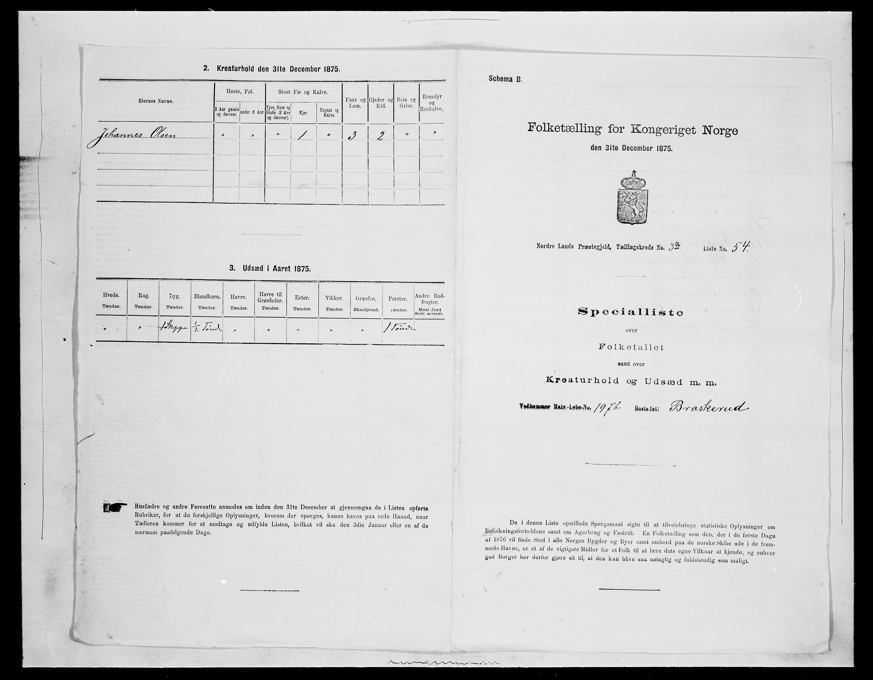 SAH, 1875 census for 0538P Nordre Land, 1875, p. 480
