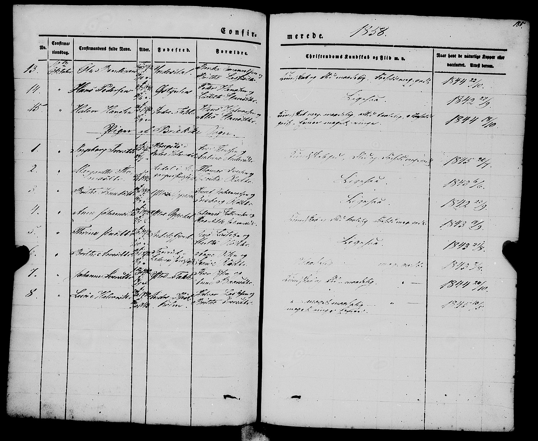 Gulen sokneprestembete, AV/SAB-A-80201/H/Haa/Haaa/L0021: Parish register (official) no. A 21, 1848-1858, p. 185