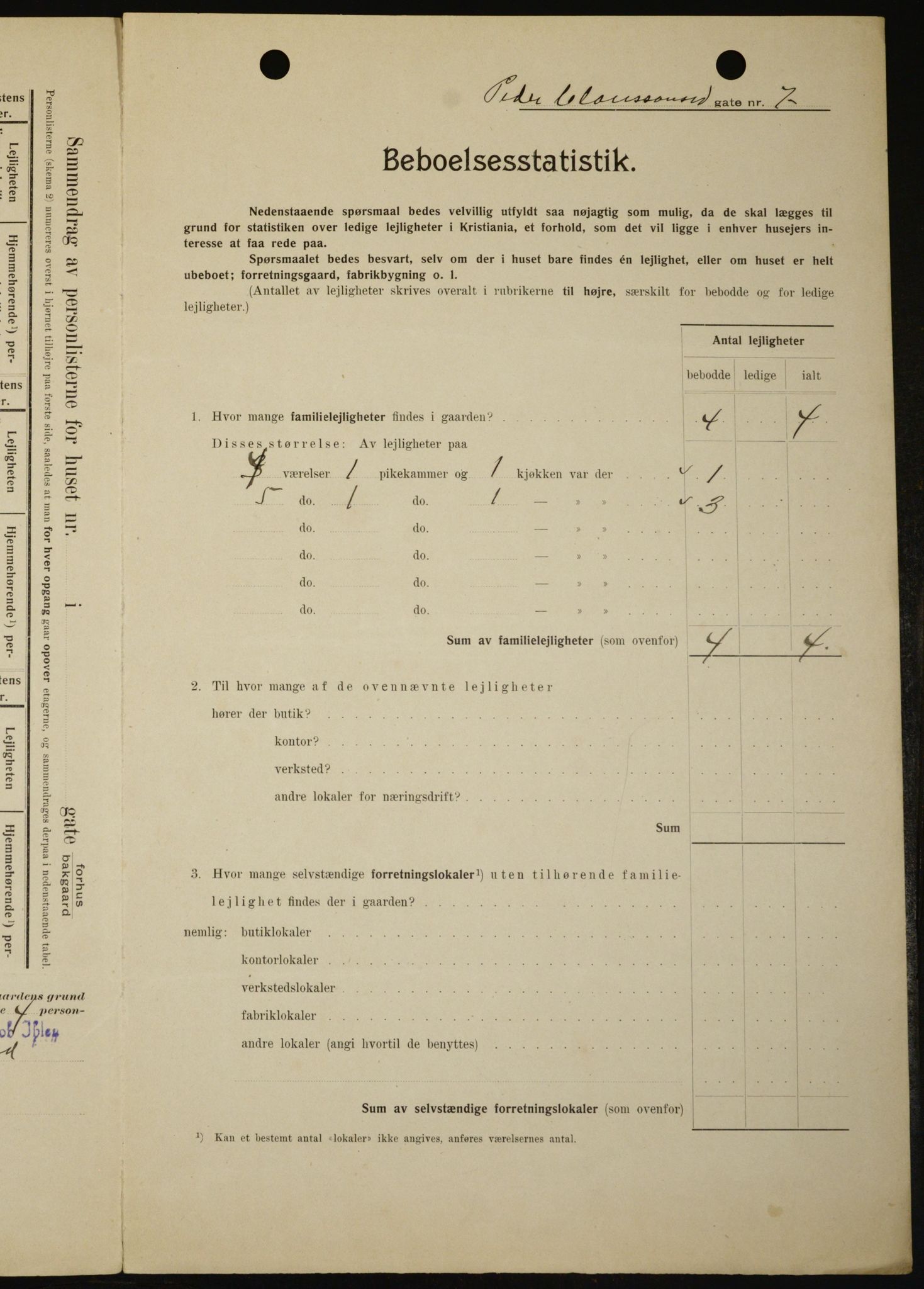 OBA, Municipal Census 1909 for Kristiania, 1909, p. 71369