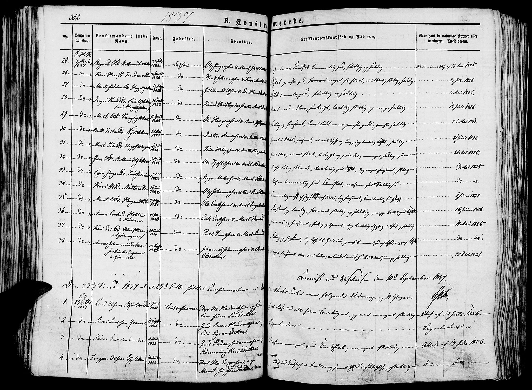 Lesja prestekontor, AV/SAH-PREST-068/H/Ha/Haa/L0005: Parish register (official) no. 5, 1830-1842, p. 352