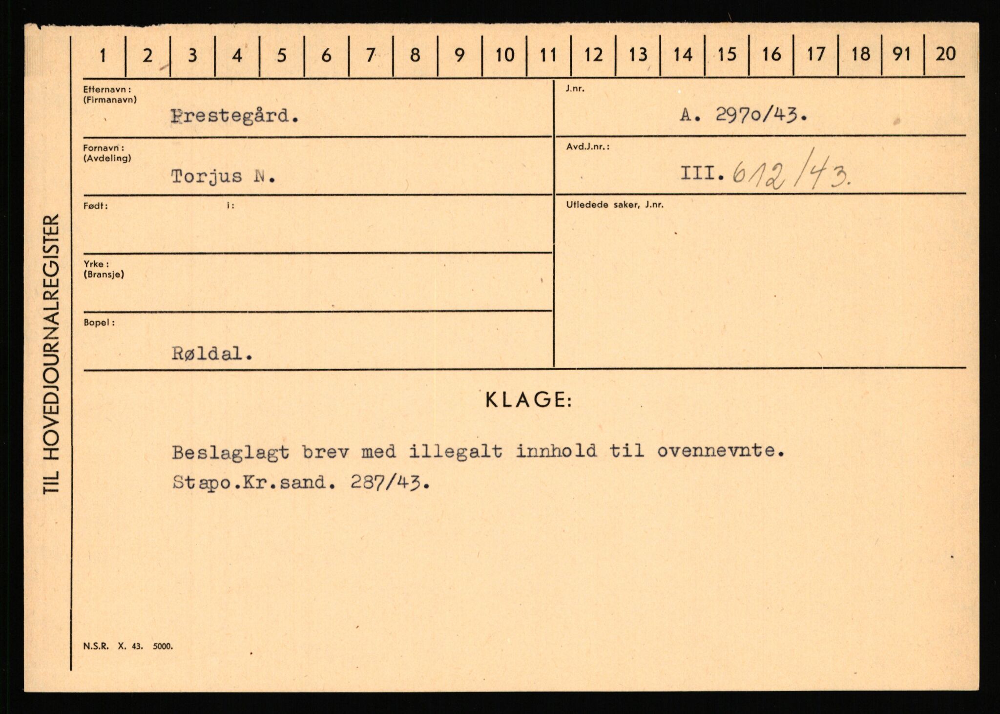 Statspolitiet - Hovedkontoret / Osloavdelingen, AV/RA-S-1329/C/Ca/L0012: Oanæs - Quistgaard	, 1943-1945, p. 4789