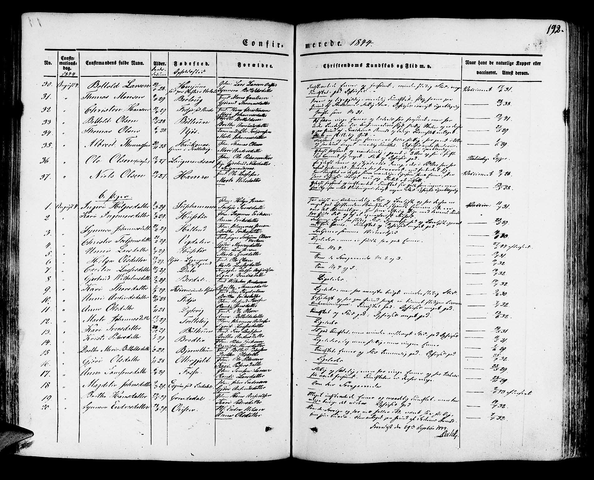 Leikanger sokneprestembete, SAB/A-81001: Parish register (official) no. A 7, 1838-1851, p. 192