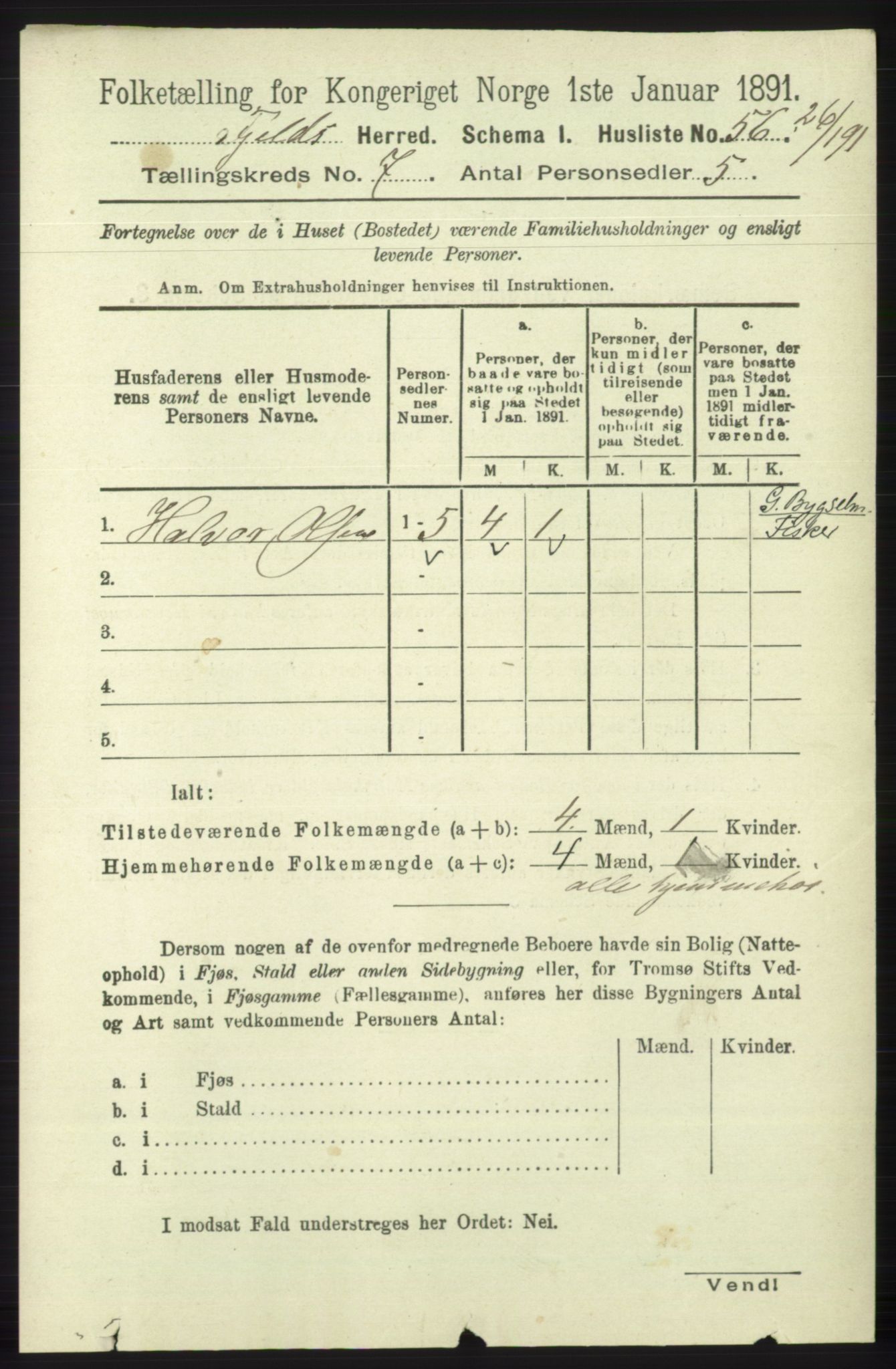 RA, 1891 census for 1246 Fjell, 1891, p. 3402