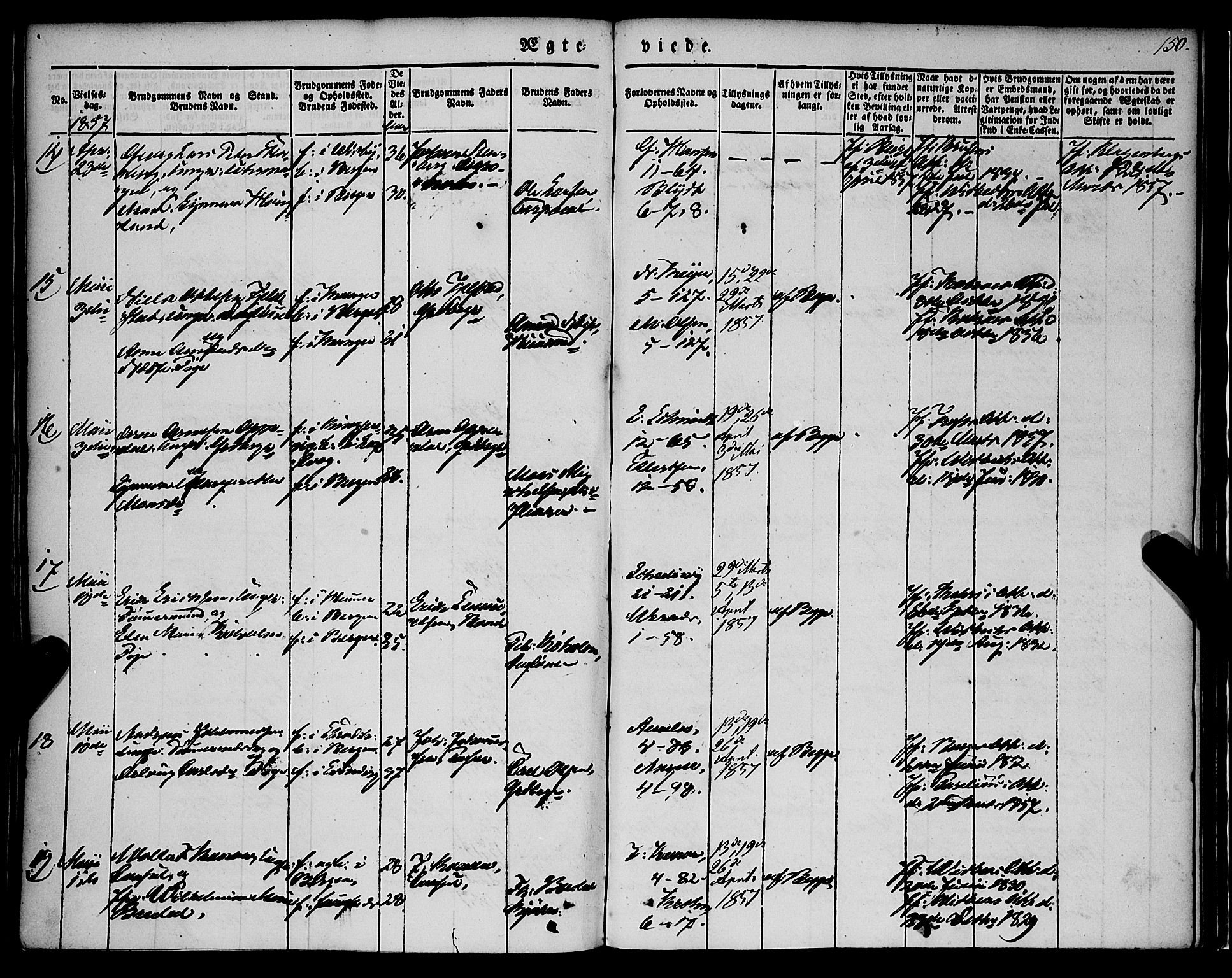 Nykirken Sokneprestembete, AV/SAB-A-77101/H/Haa/L0031: Parish register (official) no. D 1, 1834-1861, p. 150