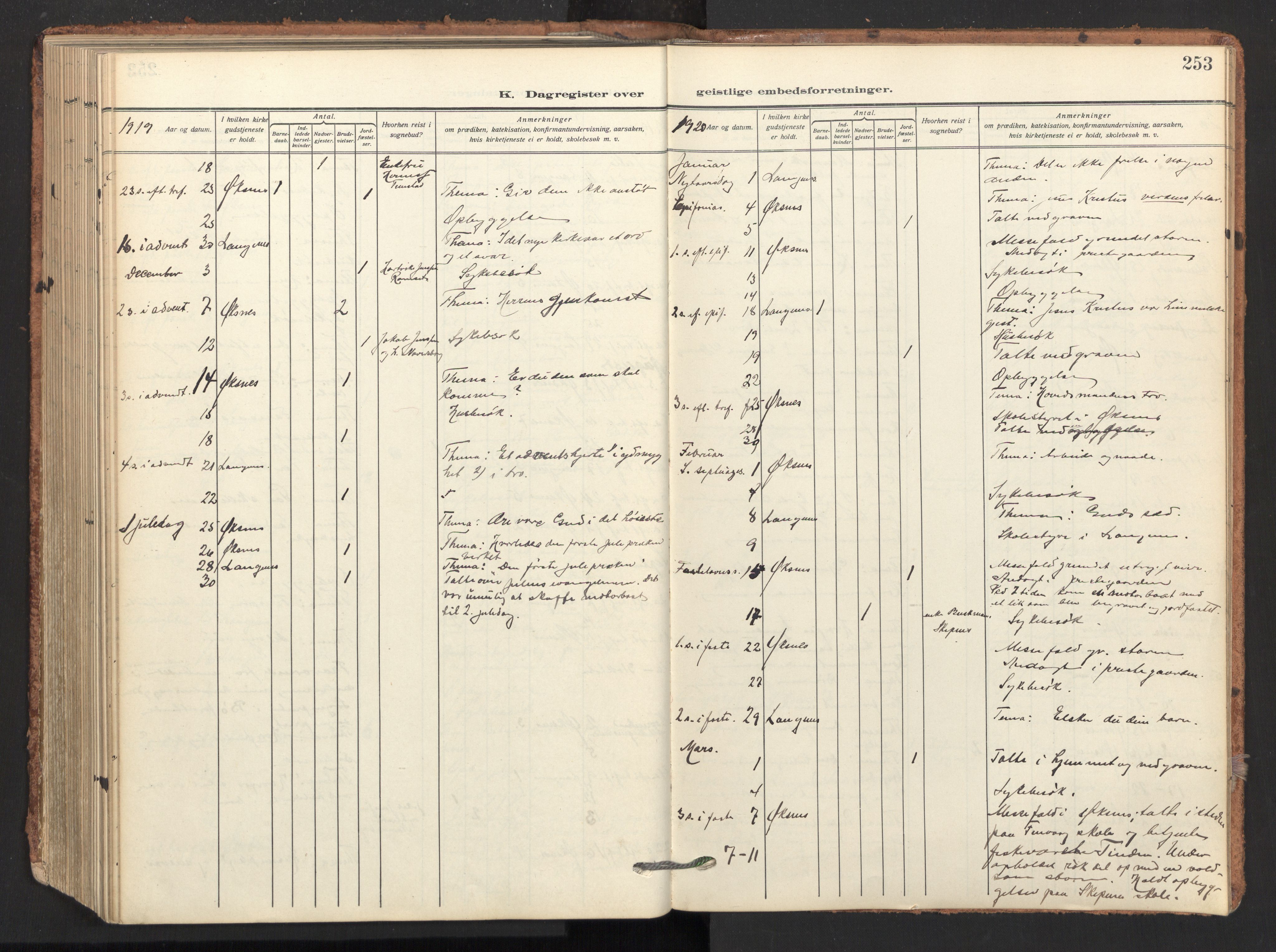Ministerialprotokoller, klokkerbøker og fødselsregistre - Nordland, SAT/A-1459/893/L1343: Parish register (official) no. 893A15, 1914-1928, p. 253