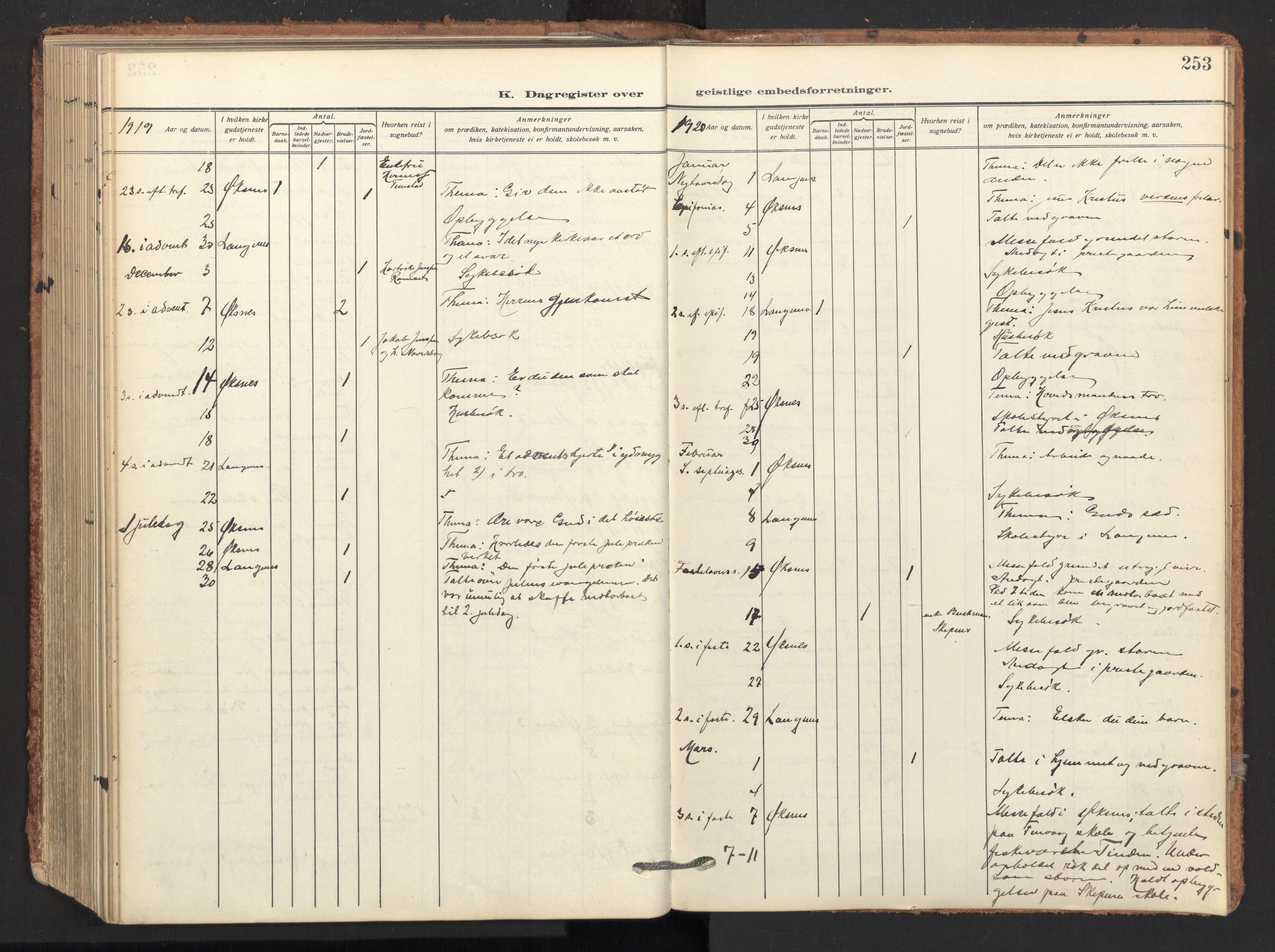 Ministerialprotokoller, klokkerbøker og fødselsregistre - Nordland, AV/SAT-A-1459/893/L1343: Parish register (official) no. 893A15, 1914-1928, p. 253