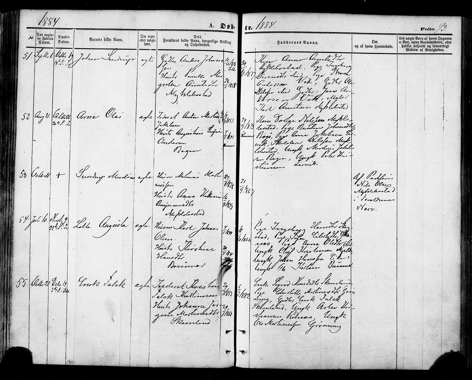 Ministerialprotokoller, klokkerbøker og fødselsregistre - Nordland, SAT/A-1459/855/L0802: Parish register (official) no. 855A10, 1875-1886, p. 93