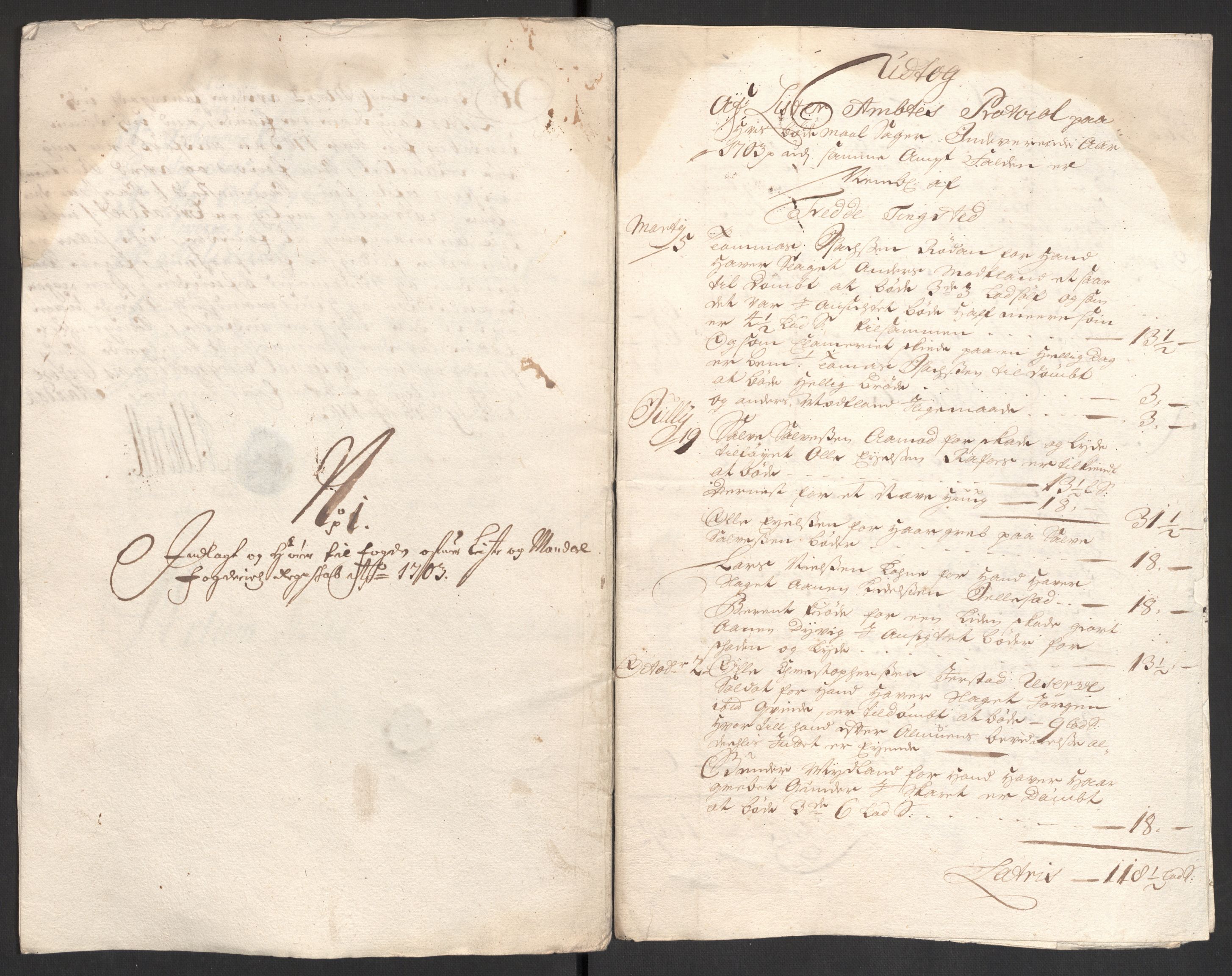 Rentekammeret inntil 1814, Reviderte regnskaper, Fogderegnskap, RA/EA-4092/R43/L2550: Fogderegnskap Lista og Mandal, 1703-1704, p. 27