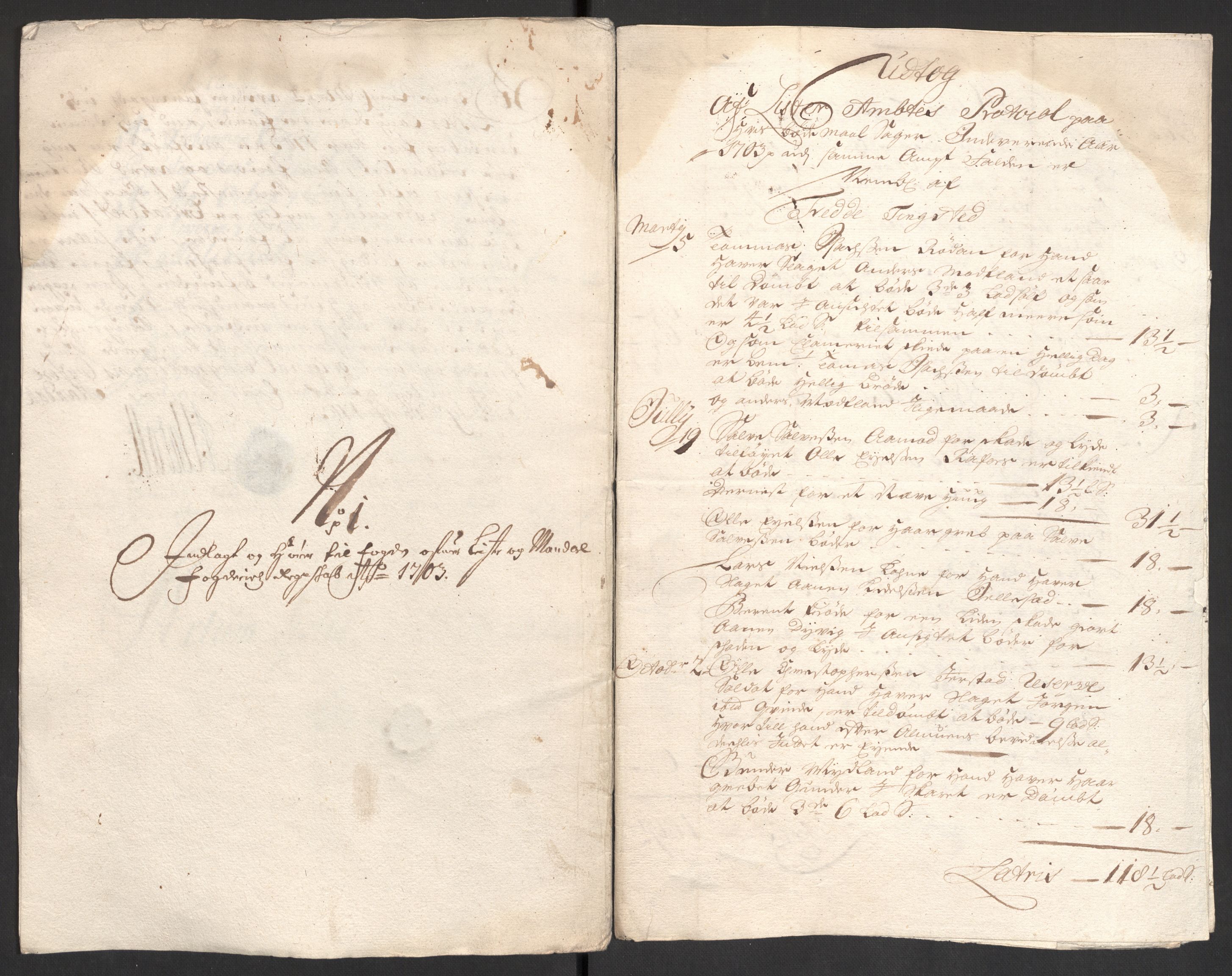 Rentekammeret inntil 1814, Reviderte regnskaper, Fogderegnskap, AV/RA-EA-4092/R43/L2550: Fogderegnskap Lista og Mandal, 1703-1704, p. 27