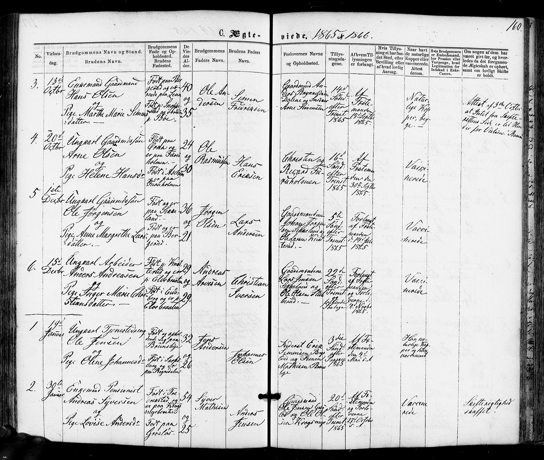 Varteig prestekontor Kirkebøker, AV/SAO-A-10447a/F/Fa/L0001: Parish register (official) no. 1, 1861-1877, p. 160