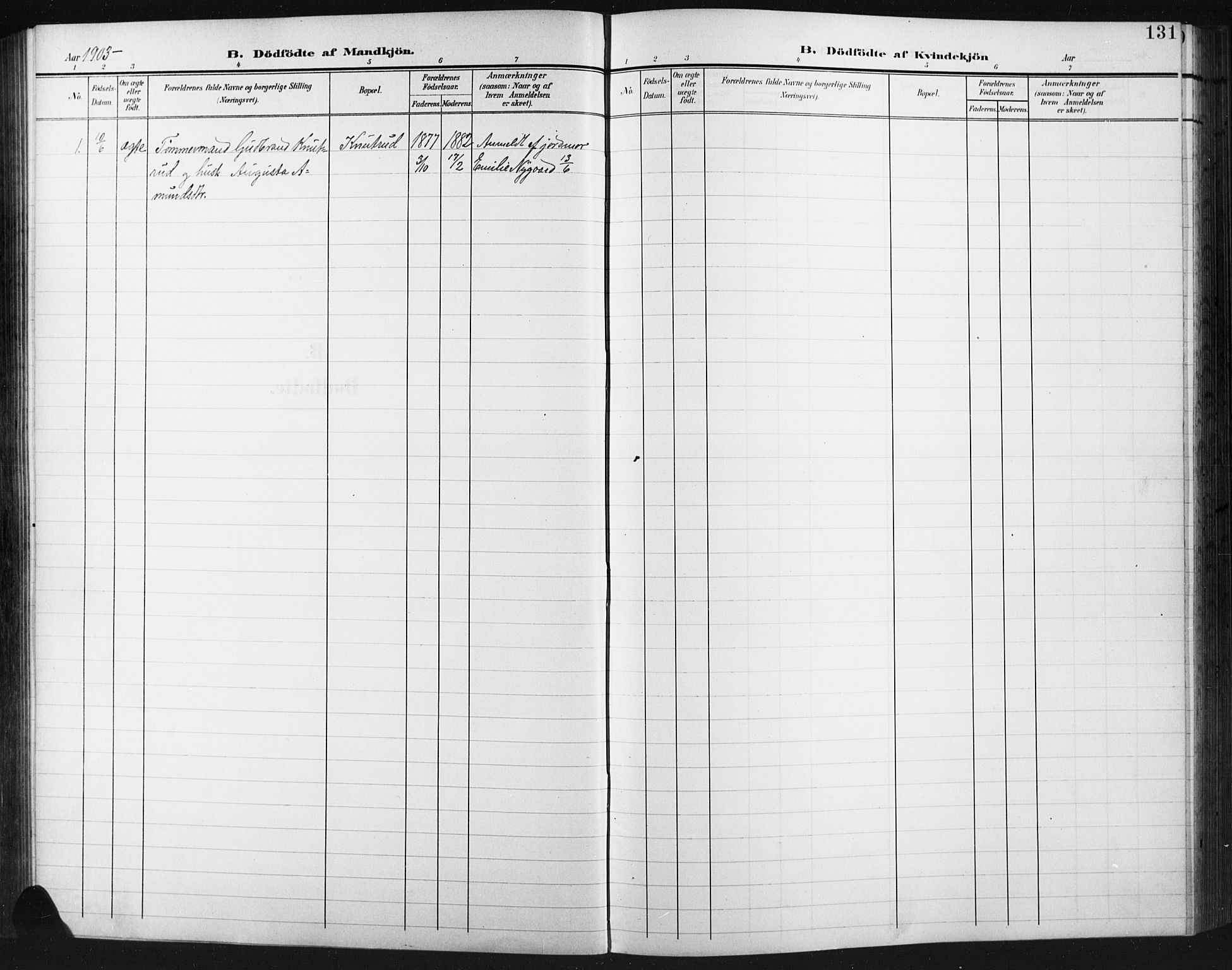 Fåberg prestekontor, SAH/PREST-086/H/Ha/Hab/L0012: Parish register (copy) no. 12, 1903-1924, p. 131