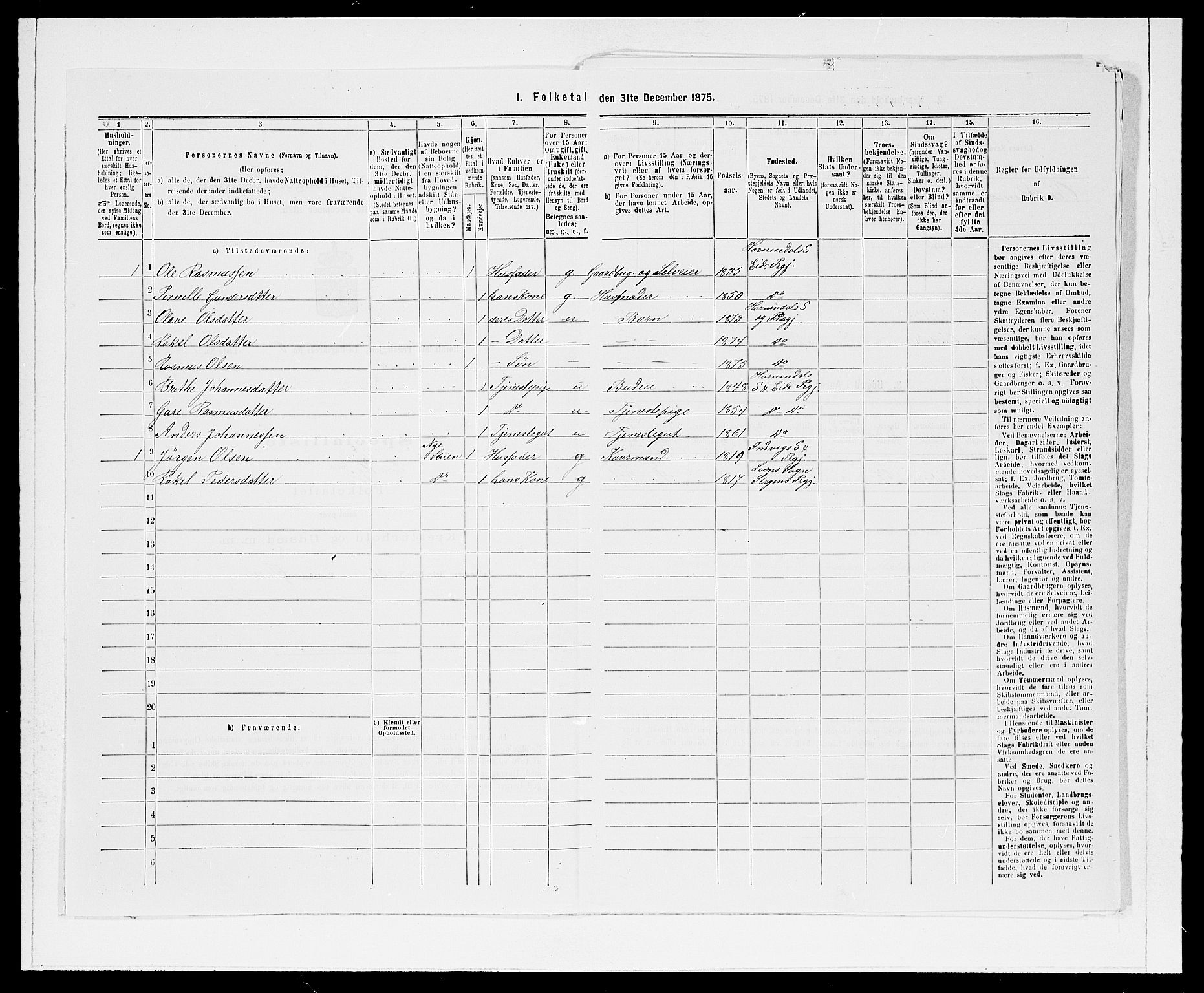 SAB, 1875 Census for 1444P Hornindal, 1875, p. 552