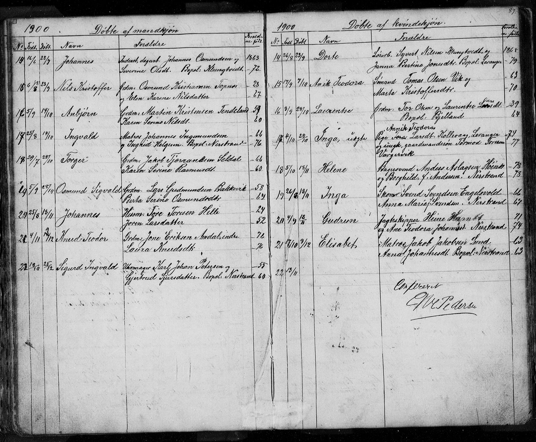 Nedstrand sokneprestkontor, AV/SAST-A-101841/01/V: Parish register (copy) no. B 3, 1848-1933, p. 89