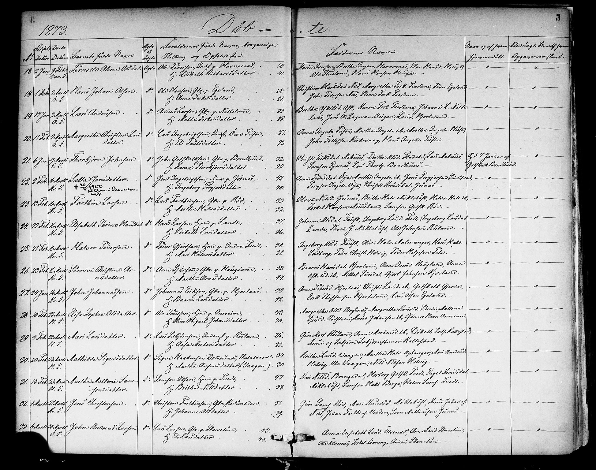 Kvinnherad sokneprestembete, AV/SAB-A-76401/H/Haa: Parish register (official) no. A 9, 1873-1886, p. 3