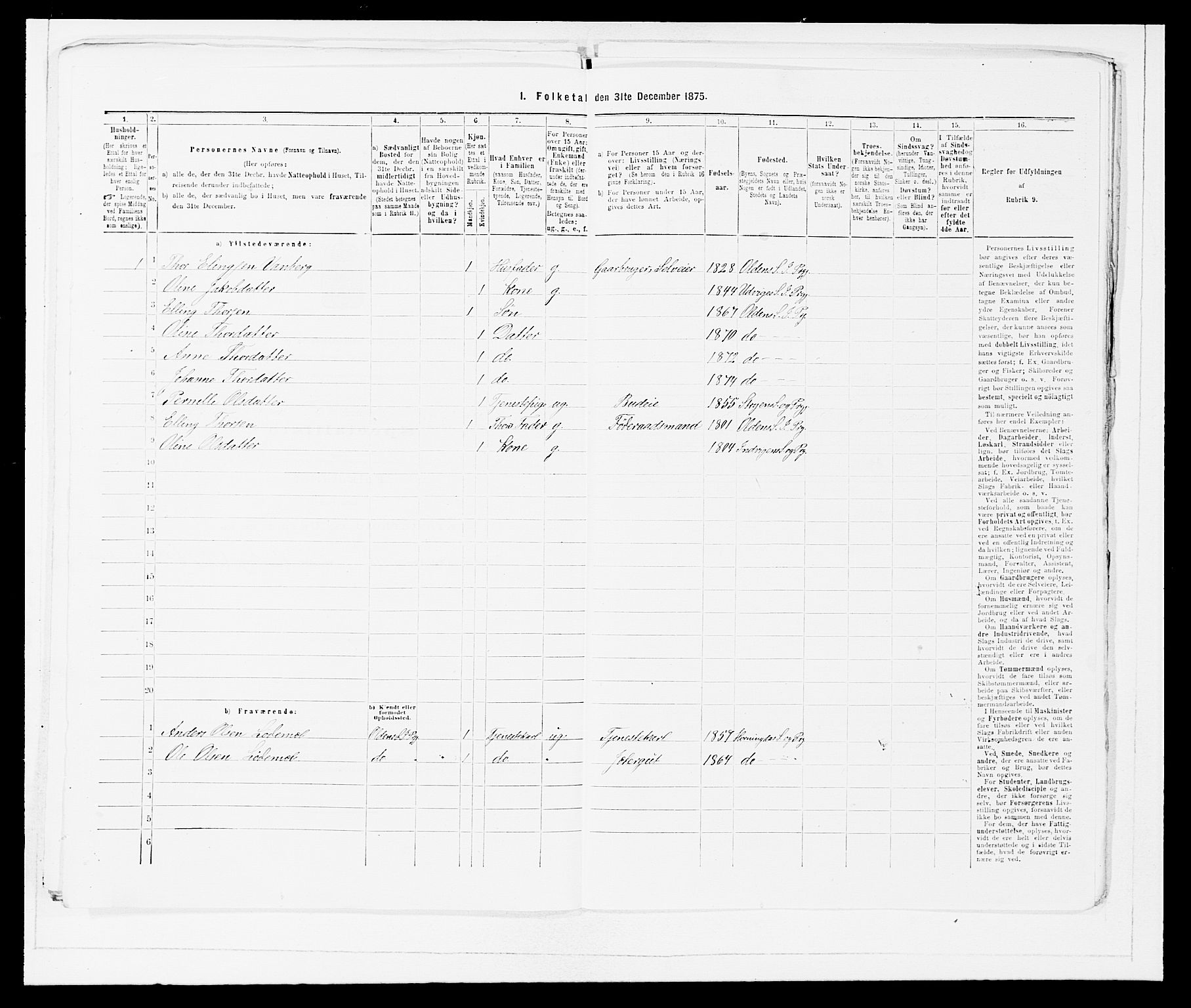 SAB, 1875 Census for 1447P Innvik, 1875, p. 699