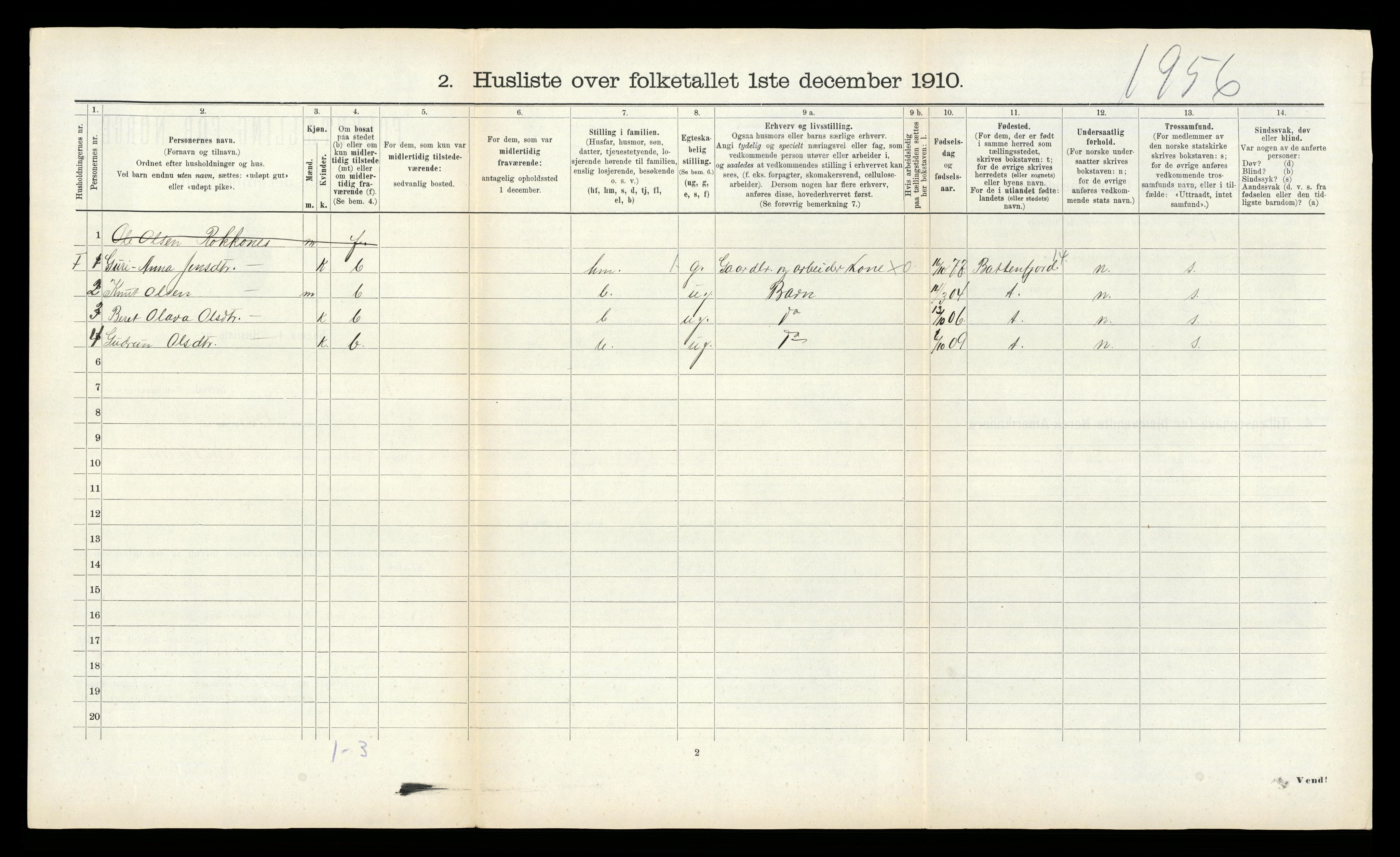 RA, 1910 census for Rennebu, 1910, p. 193