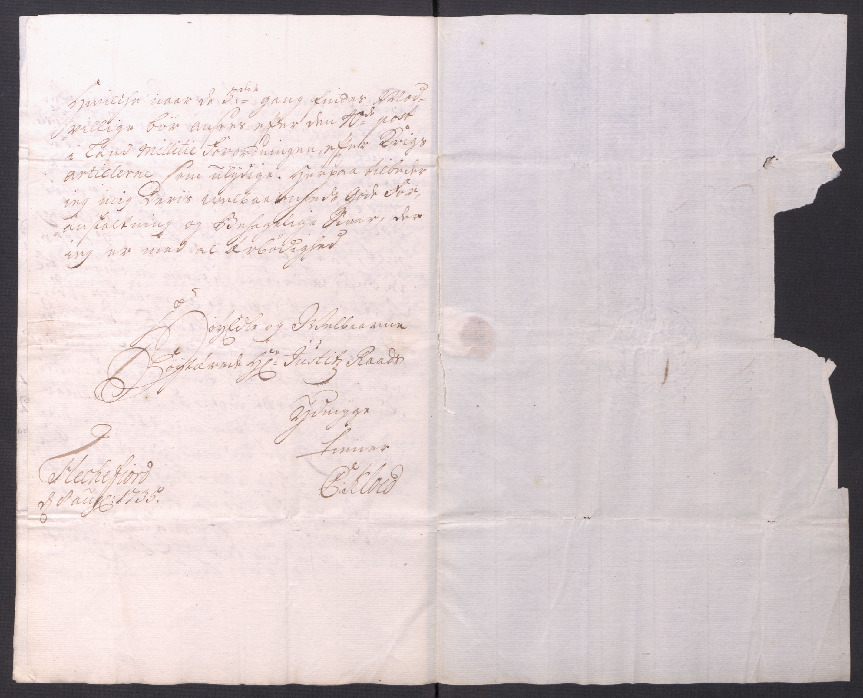 Kommanderende general (KG I) med Det norske krigsdirektorium, AV/RA-EA-5419/D/L0061: Stattholderens, stiftamtmenns og amtmenns brev, 1731-1740, p. 169