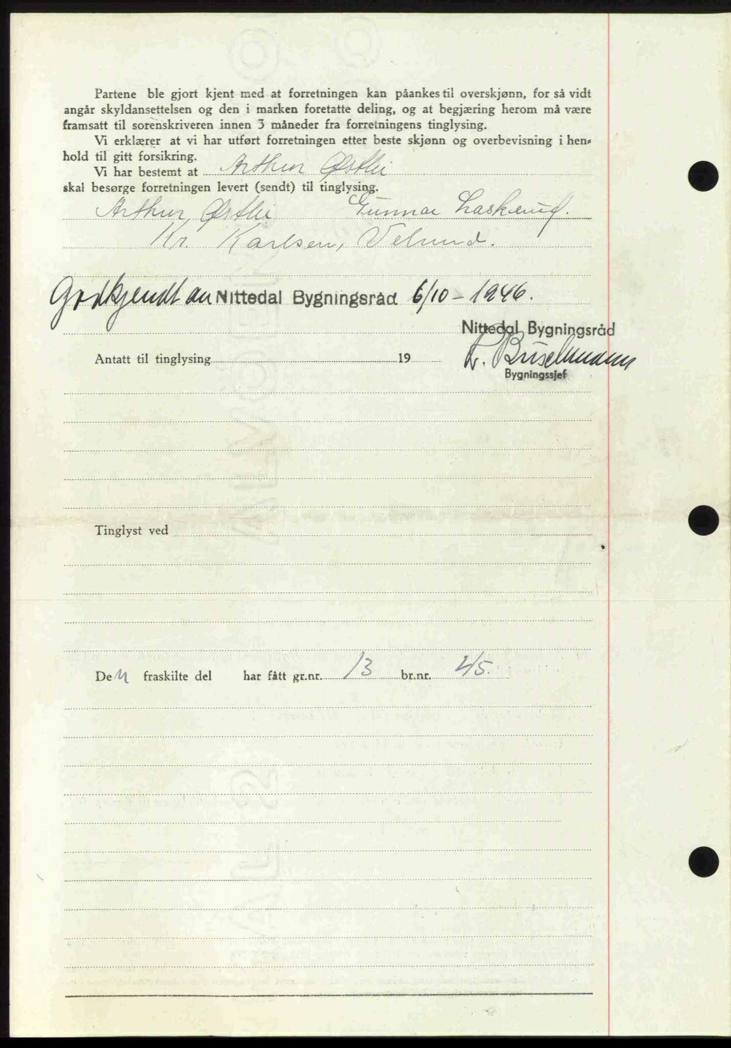 Nedre Romerike sorenskriveri, AV/SAO-A-10469/G/Gb/Gbd/L0017: Mortgage book no. 17, 1946-1946, Diary no: : 3762/1946