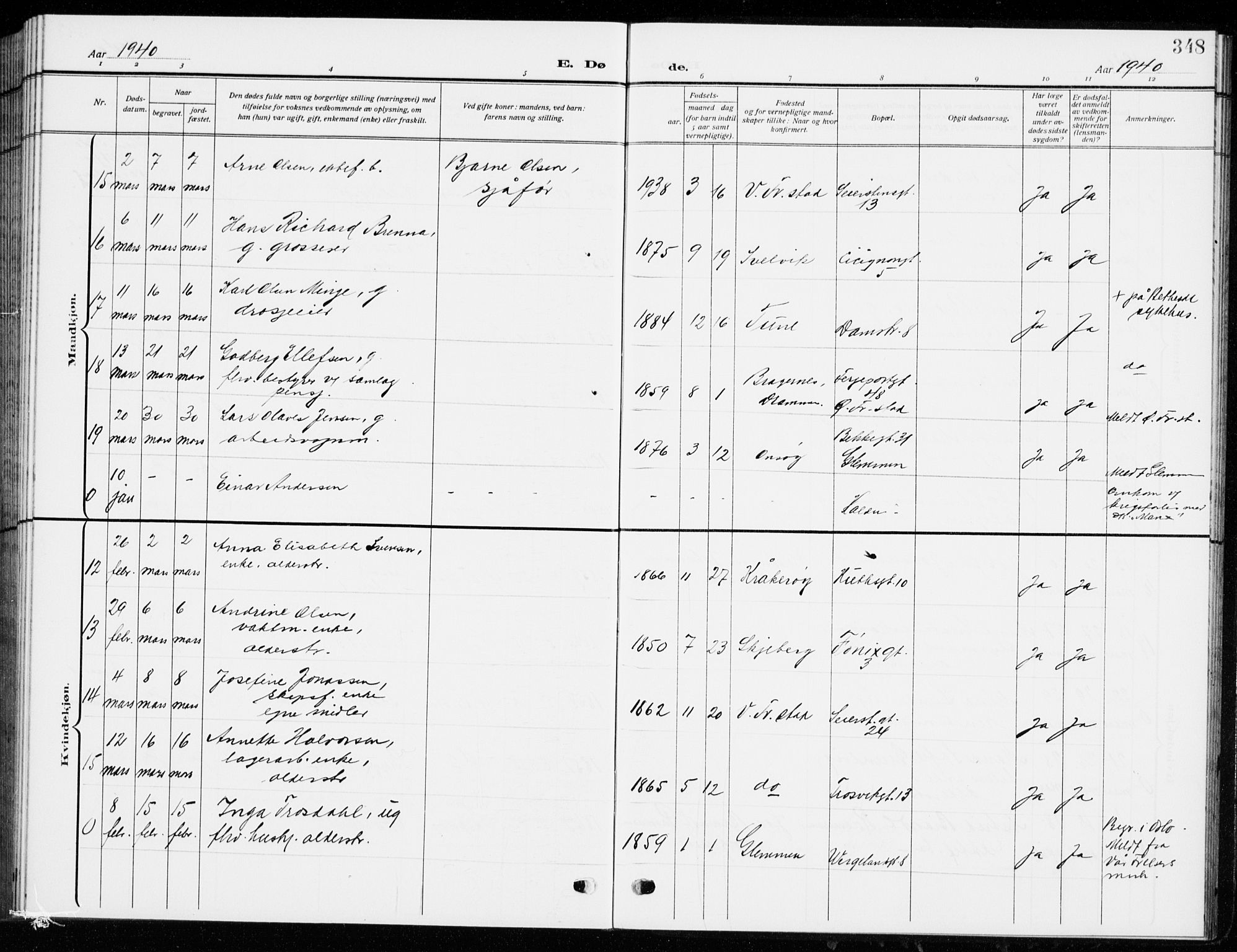 Fredrikstad domkirkes prestekontor Kirkebøker, AV/SAO-A-10906/G/Ga/L0004: Parish register (copy) no. 4, 1910-1944, p. 348