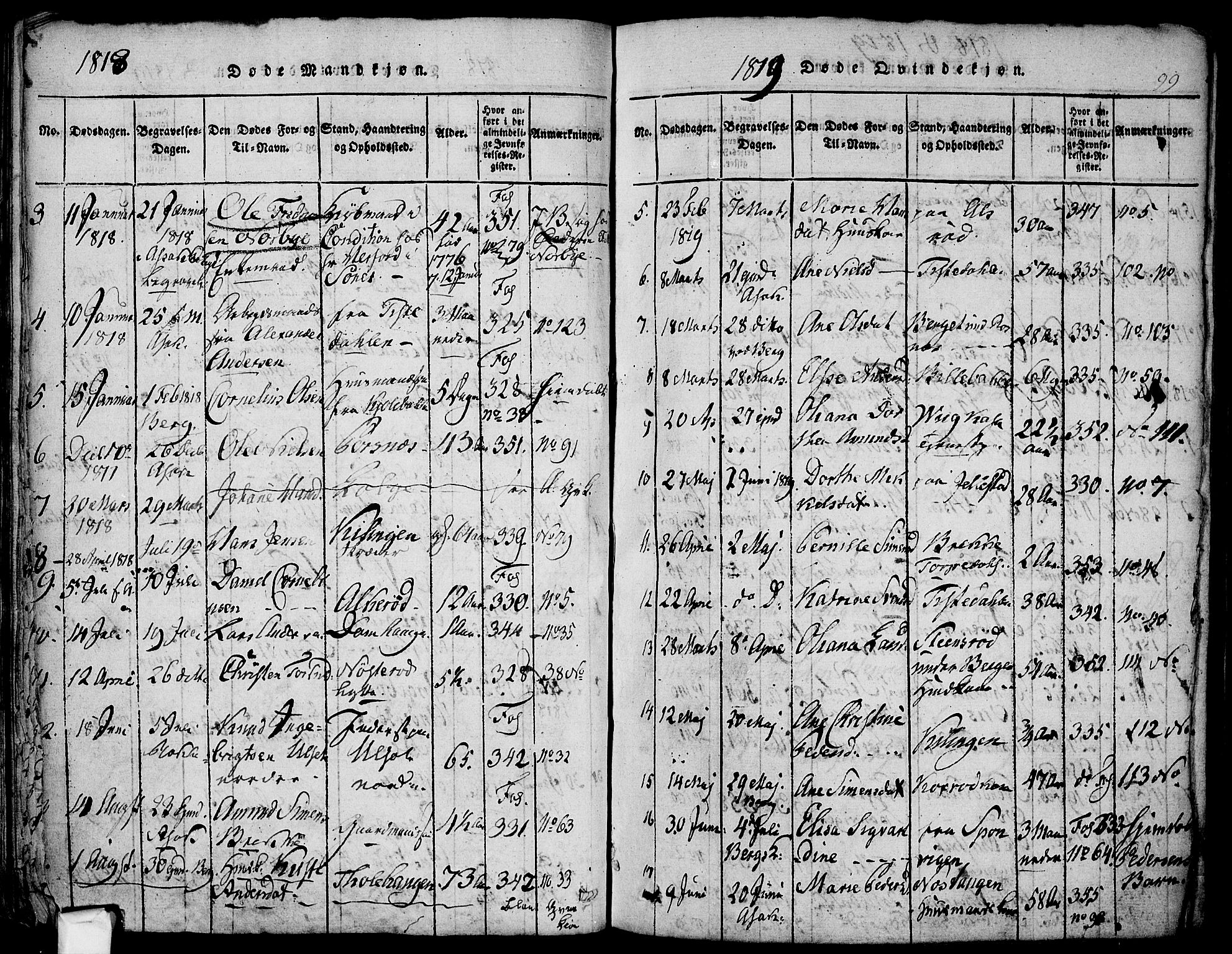 Berg prestekontor Kirkebøker, SAO/A-10902/F/Fa/L0002: Parish register (official) no. I 2, 1815-1831, p. 99