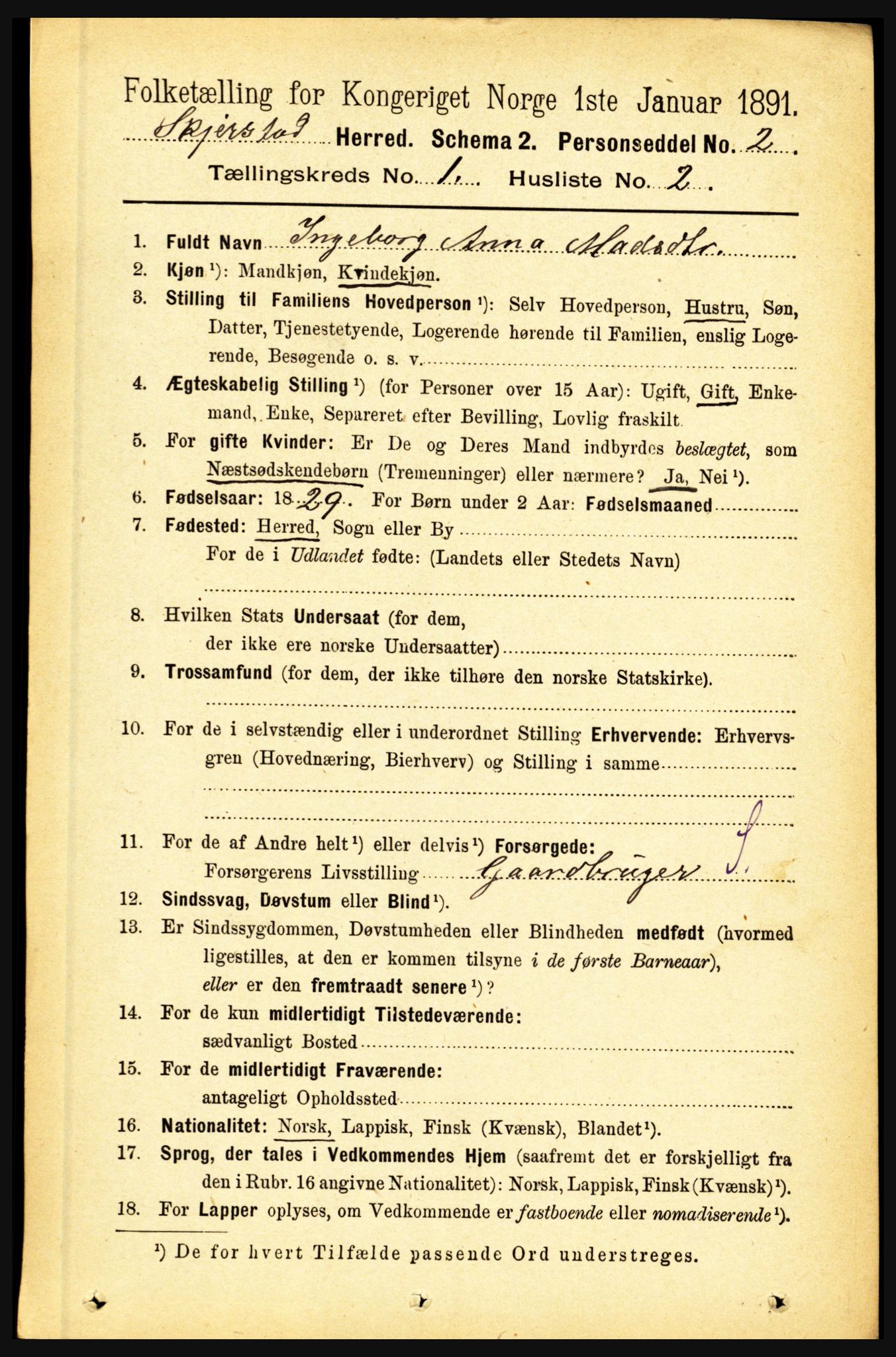 RA, 1891 census for 1842 Skjerstad, 1891, p. 75