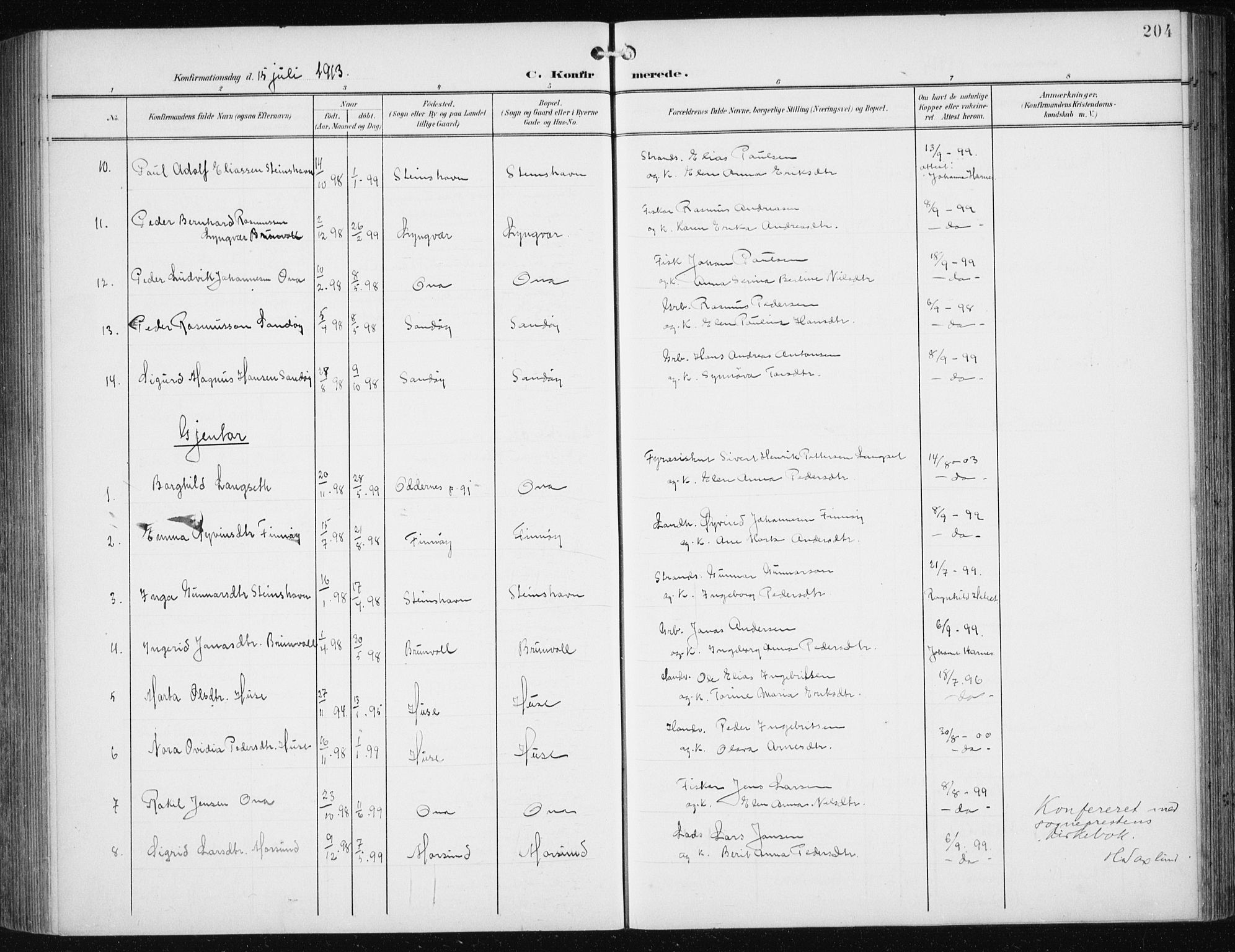 Ministerialprotokoller, klokkerbøker og fødselsregistre - Møre og Romsdal, SAT/A-1454/561/L0733: Parish register (copy) no. 561C03, 1900-1940, p. 204