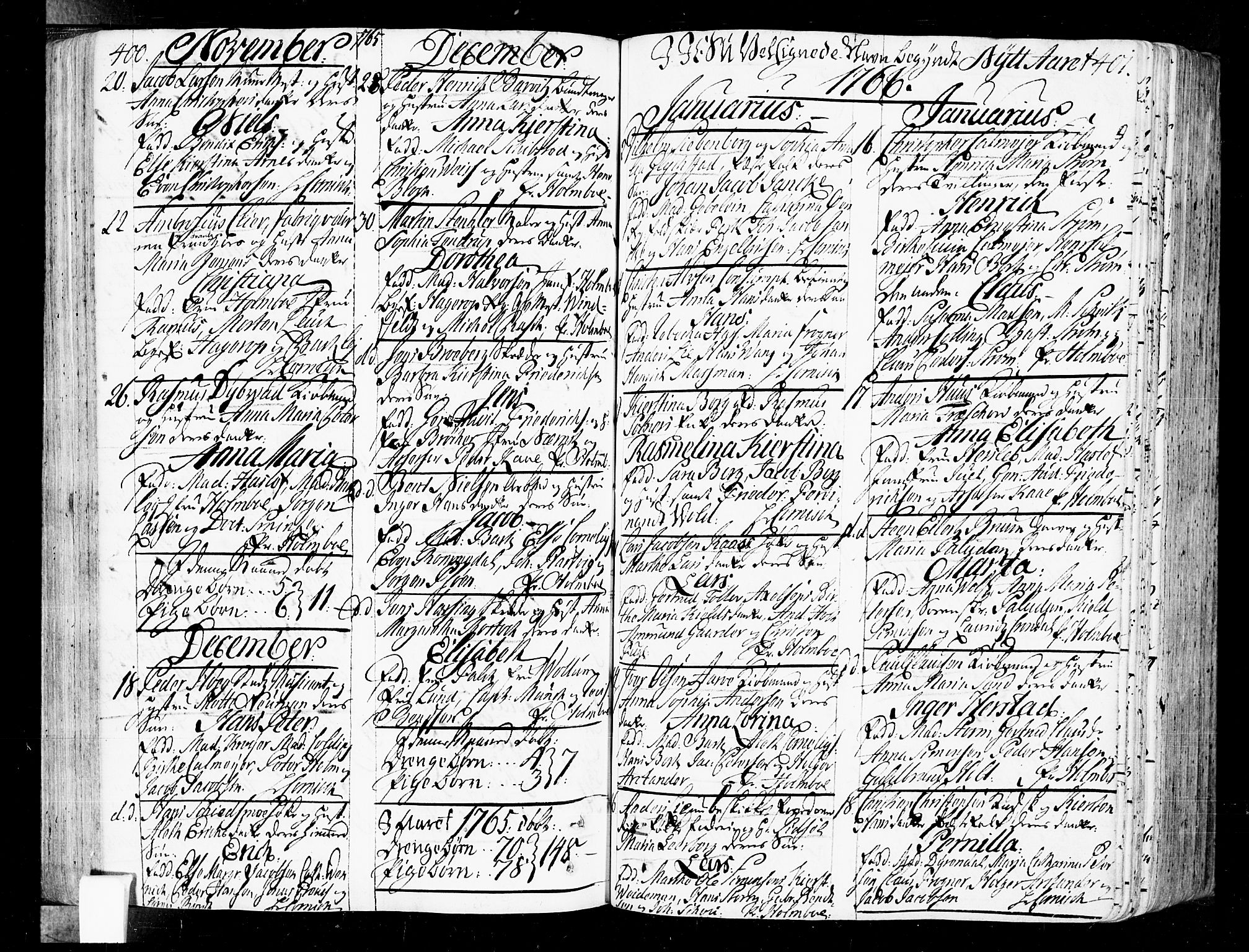 Oslo domkirke Kirkebøker, SAO/A-10752/F/Fa/L0004: Parish register (official) no. 4, 1743-1786, p. 400-401
