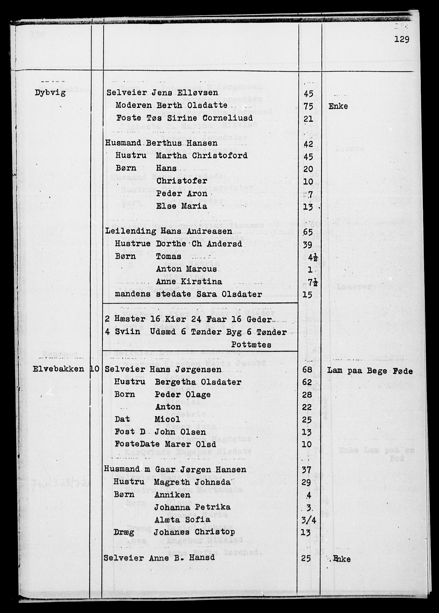 SATØ, Census 1845 for Ibestad, 1845, p. 129