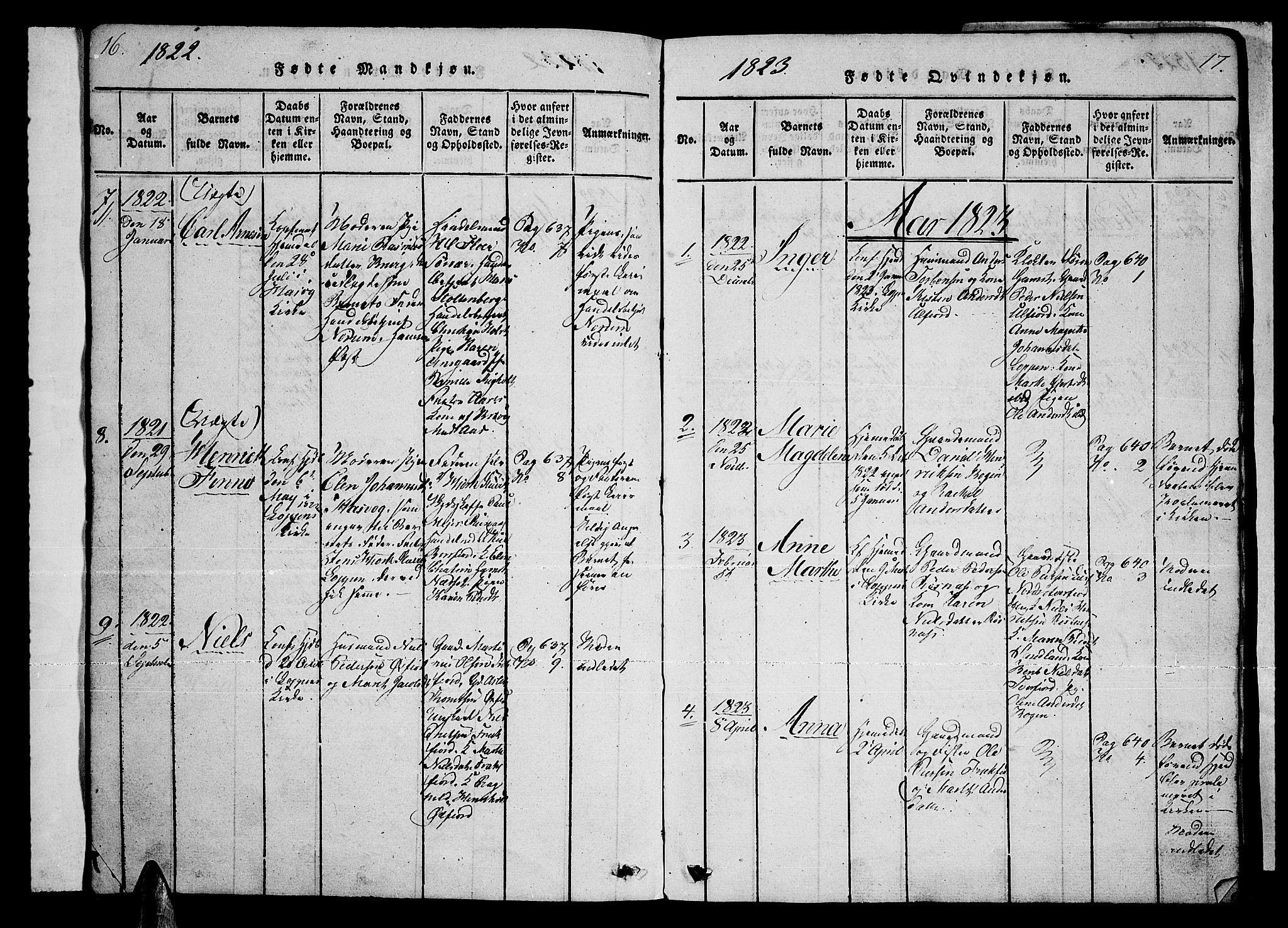 Loppa sokneprestkontor, SATØ/S-1339/H/Ha/L0003kirke: Parish register (official) no. 3, 1820-1848, p. 16-17