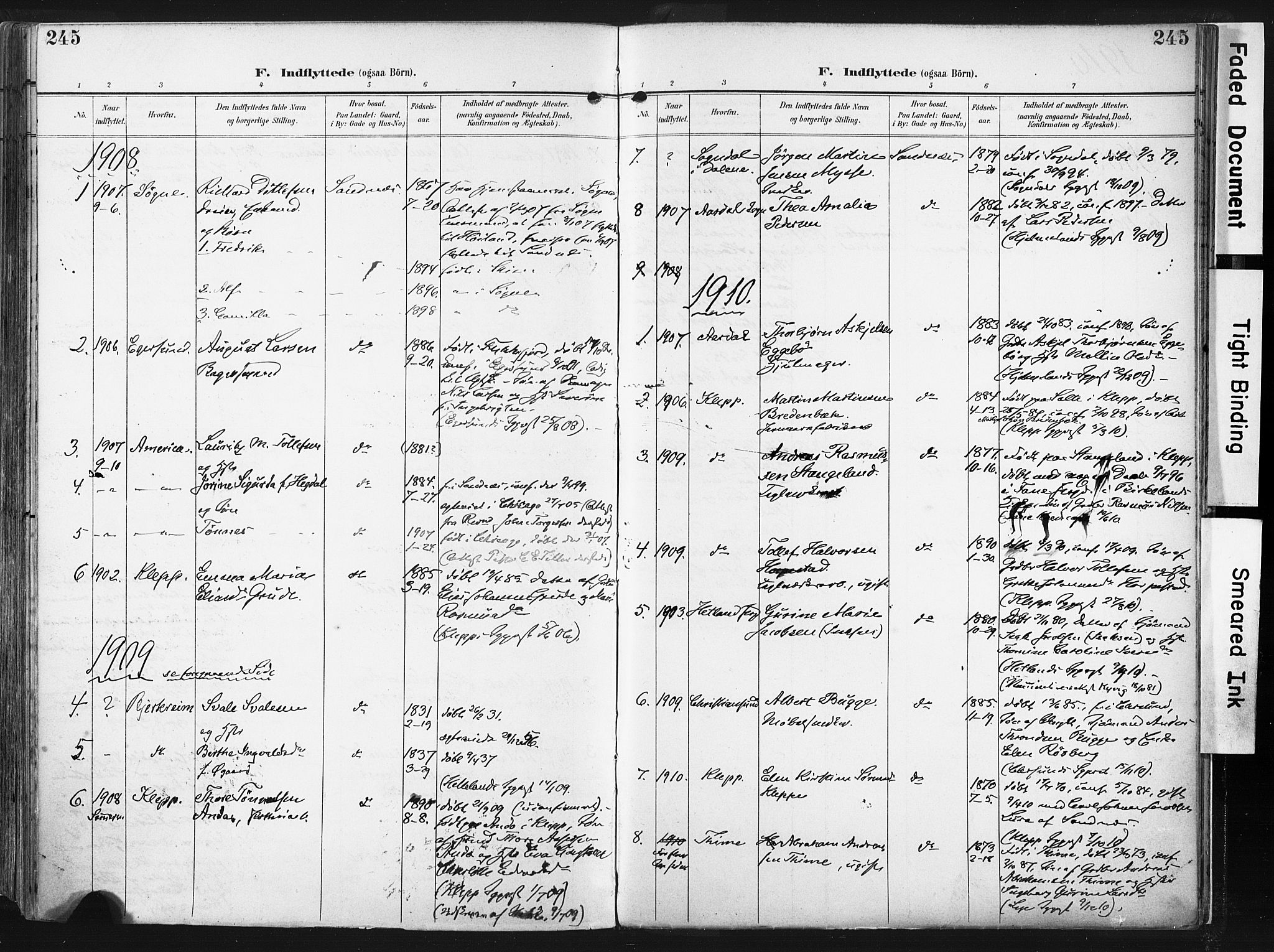 Høyland sokneprestkontor, AV/SAST-A-101799/001/30BA/L0016: Parish register (official) no. A 16, 1899-1911, p. 245