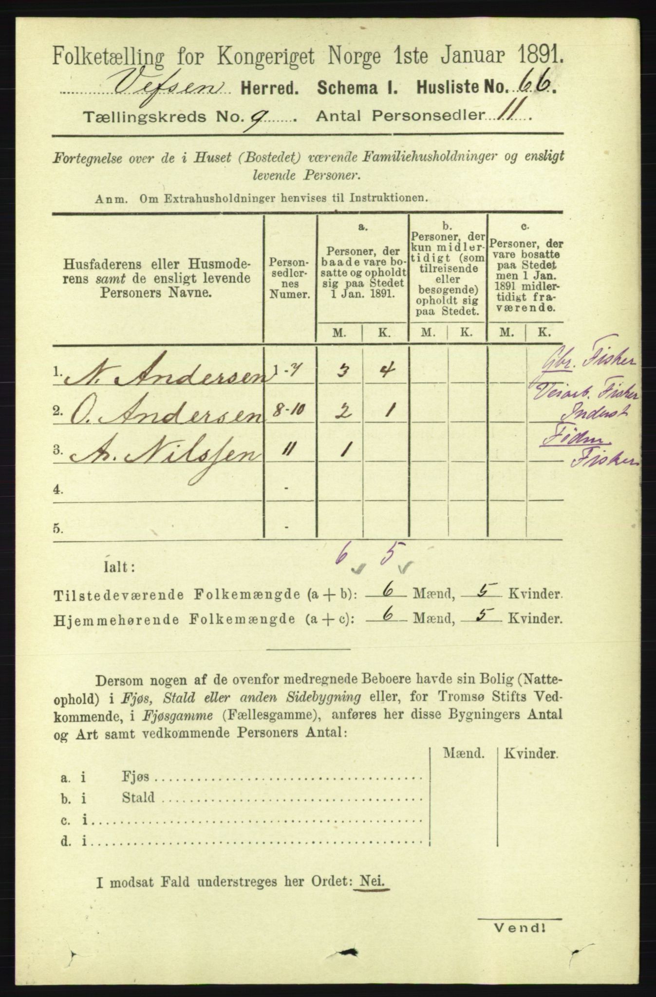 RA, 1891 census for 1824 Vefsn, 1891, p. 4692