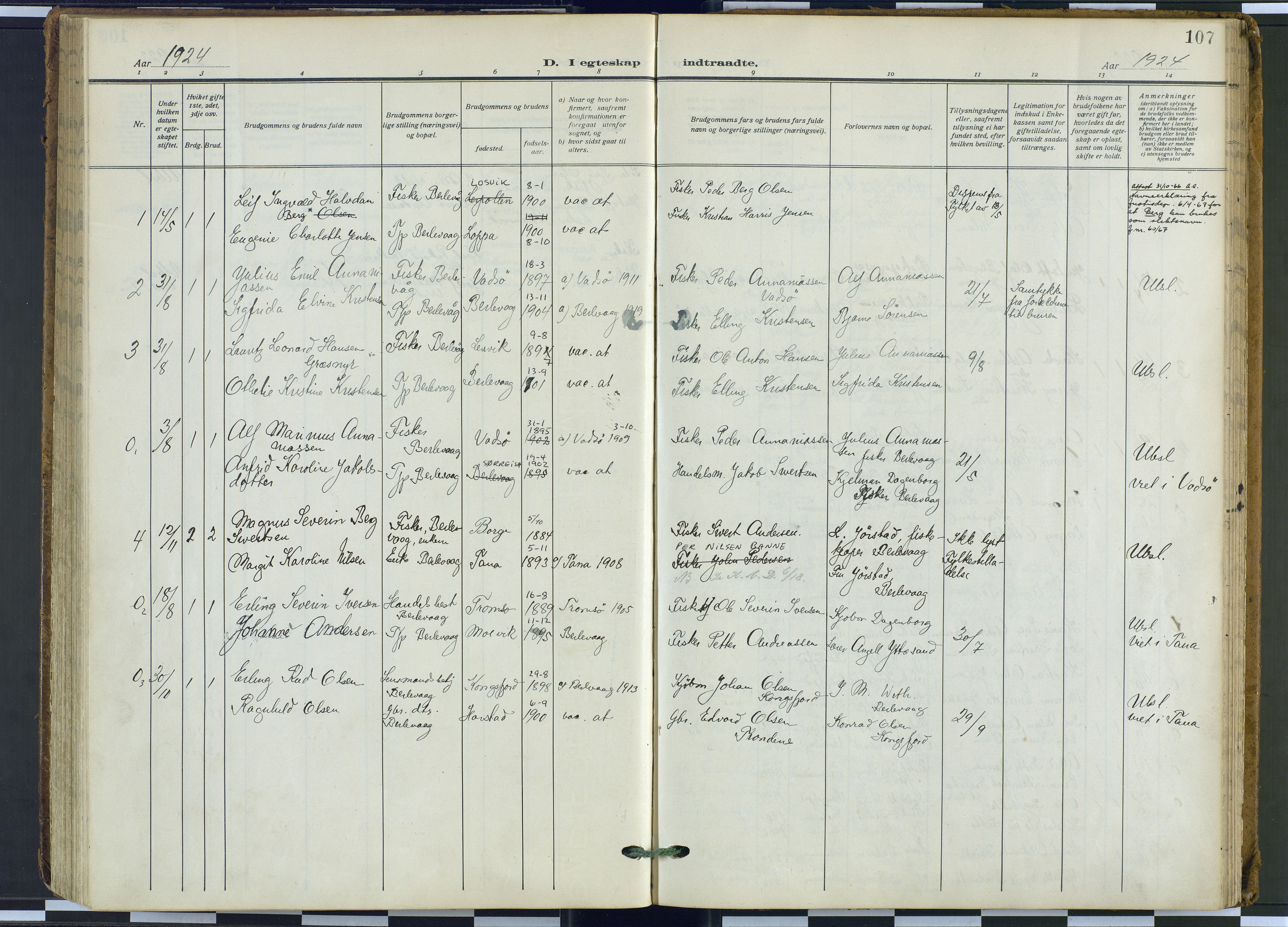 Tana sokneprestkontor, SATØ/S-1334/H/Ha: Parish register (official) no. 9, 1914-1930, p. 107