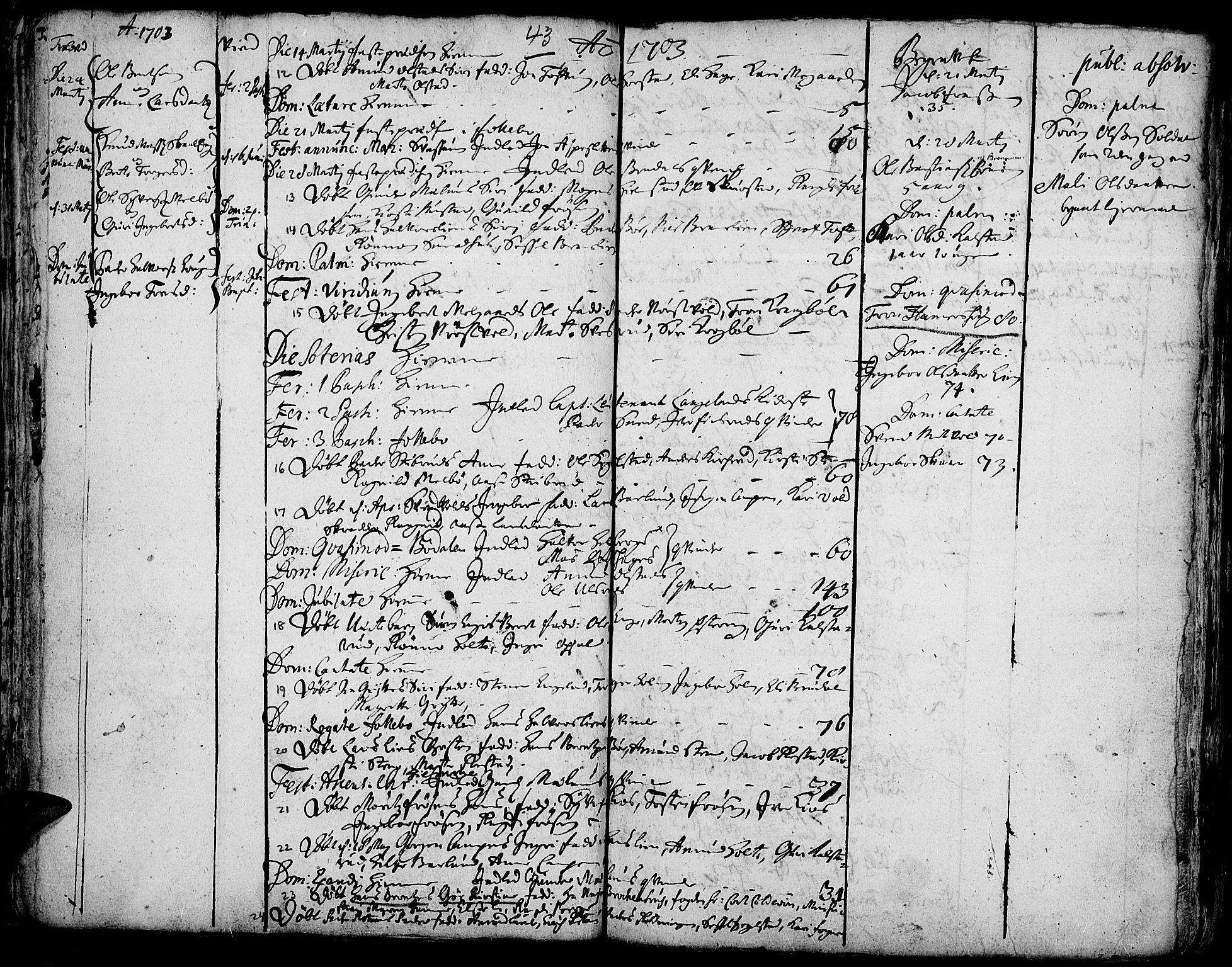 Gausdal prestekontor, AV/SAH-PREST-090/H/Ha/Haa/L0001: Parish register (official) no. 1, 1693-1728, p. 43