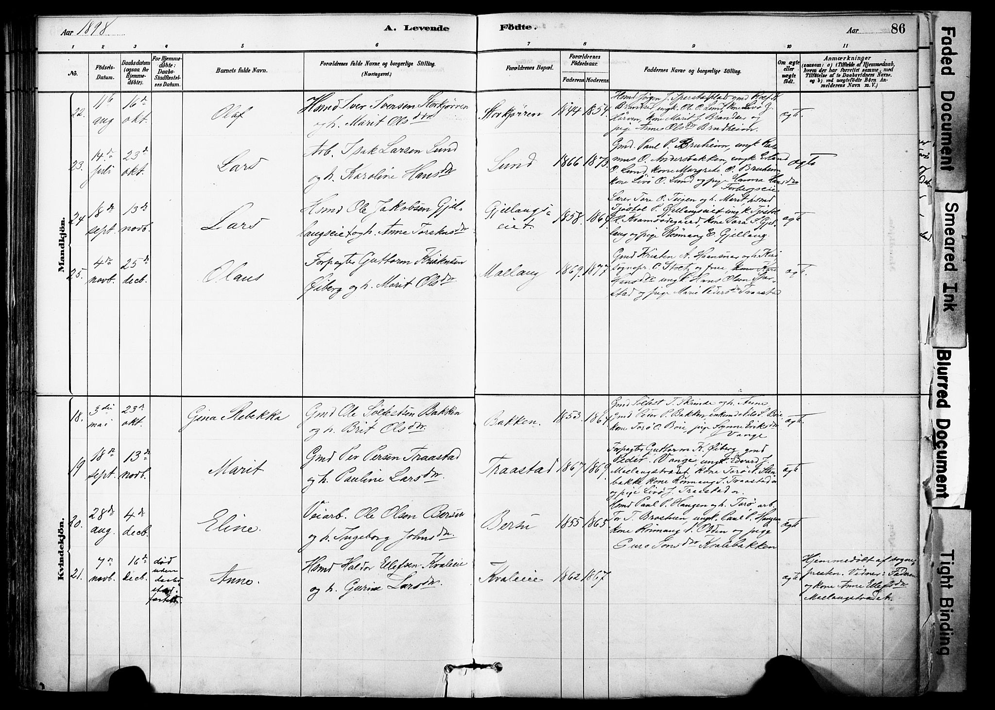 Skjåk prestekontor, SAH/PREST-072/H/Ha/Haa/L0003: Parish register (official) no. 3, 1880-1907, p. 86