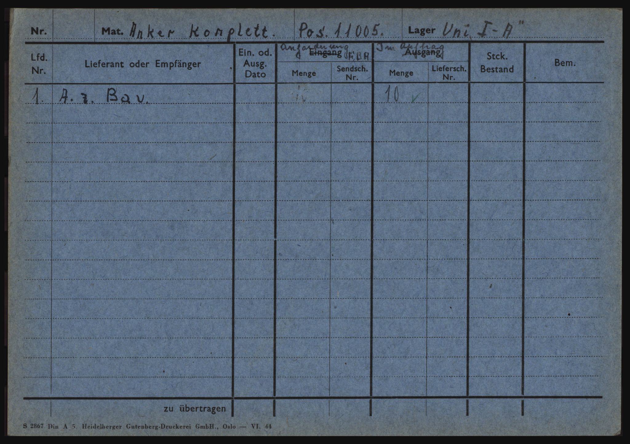 Tyske arkiver, Organisation Todt (OT), Einsatzgruppe Wiking, AV/RA-RAFA-2188/1/O/O12/L0002: Kartotek - Elektromaterial etc A-Z, 1940-1945, p. 28