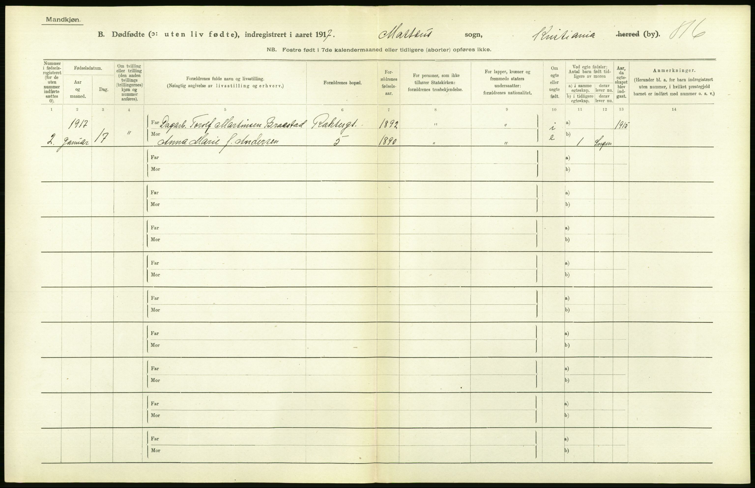 Statistisk sentralbyrå, Sosiodemografiske emner, Befolkning, AV/RA-S-2228/D/Df/Dfb/Dfbg/L0011: Kristiania: Døde, dødfødte., 1917, p. 538