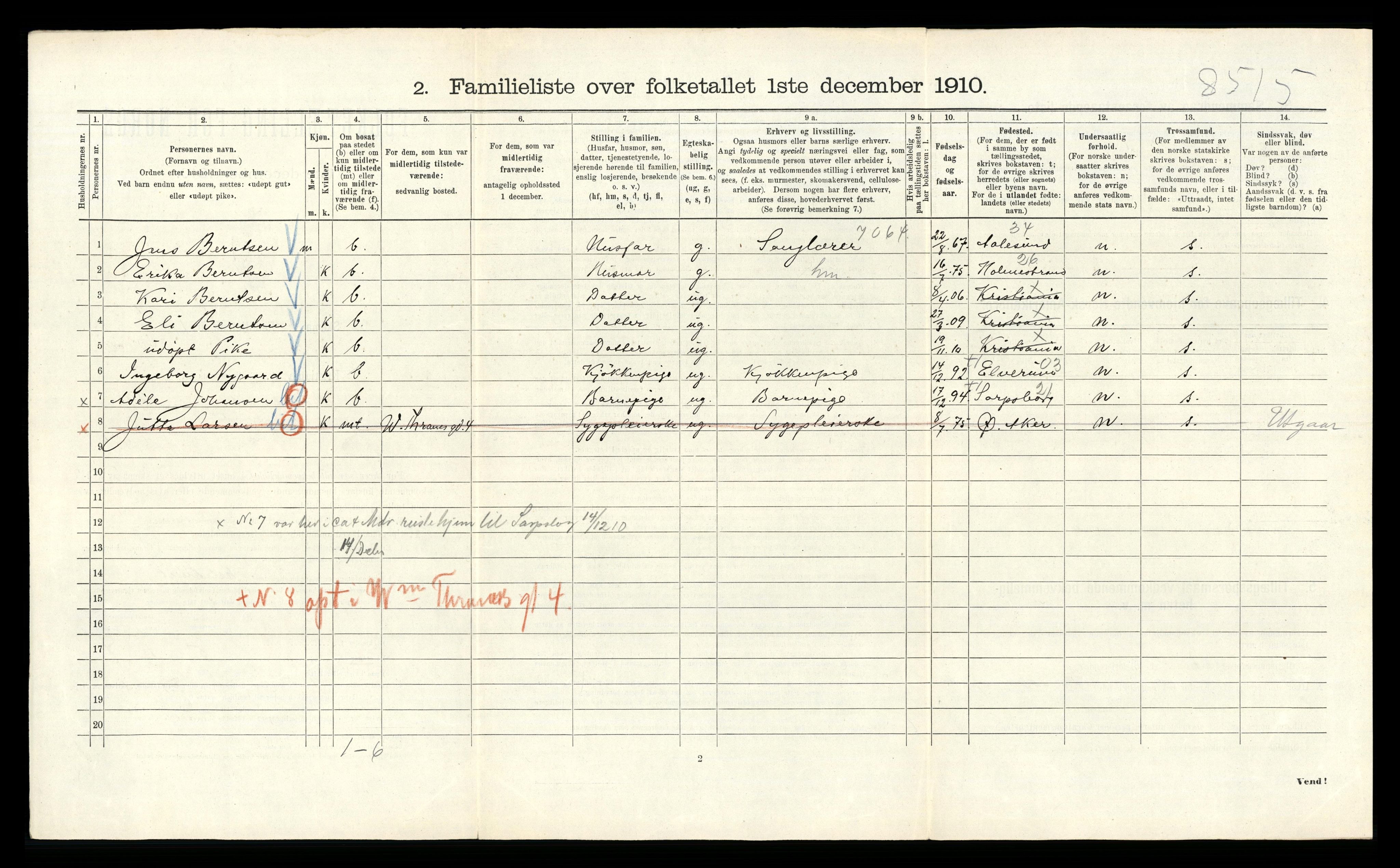 RA, 1910 census for Kristiania, 1910, p. 69514