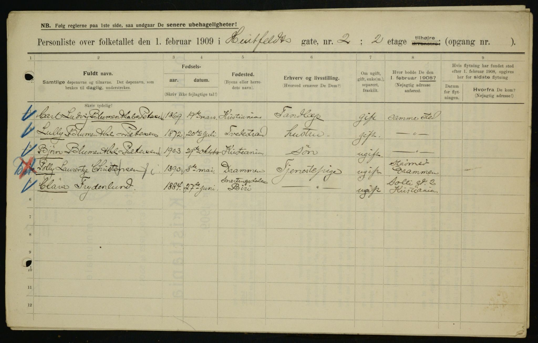 OBA, Municipal Census 1909 for Kristiania, 1909, p. 37686