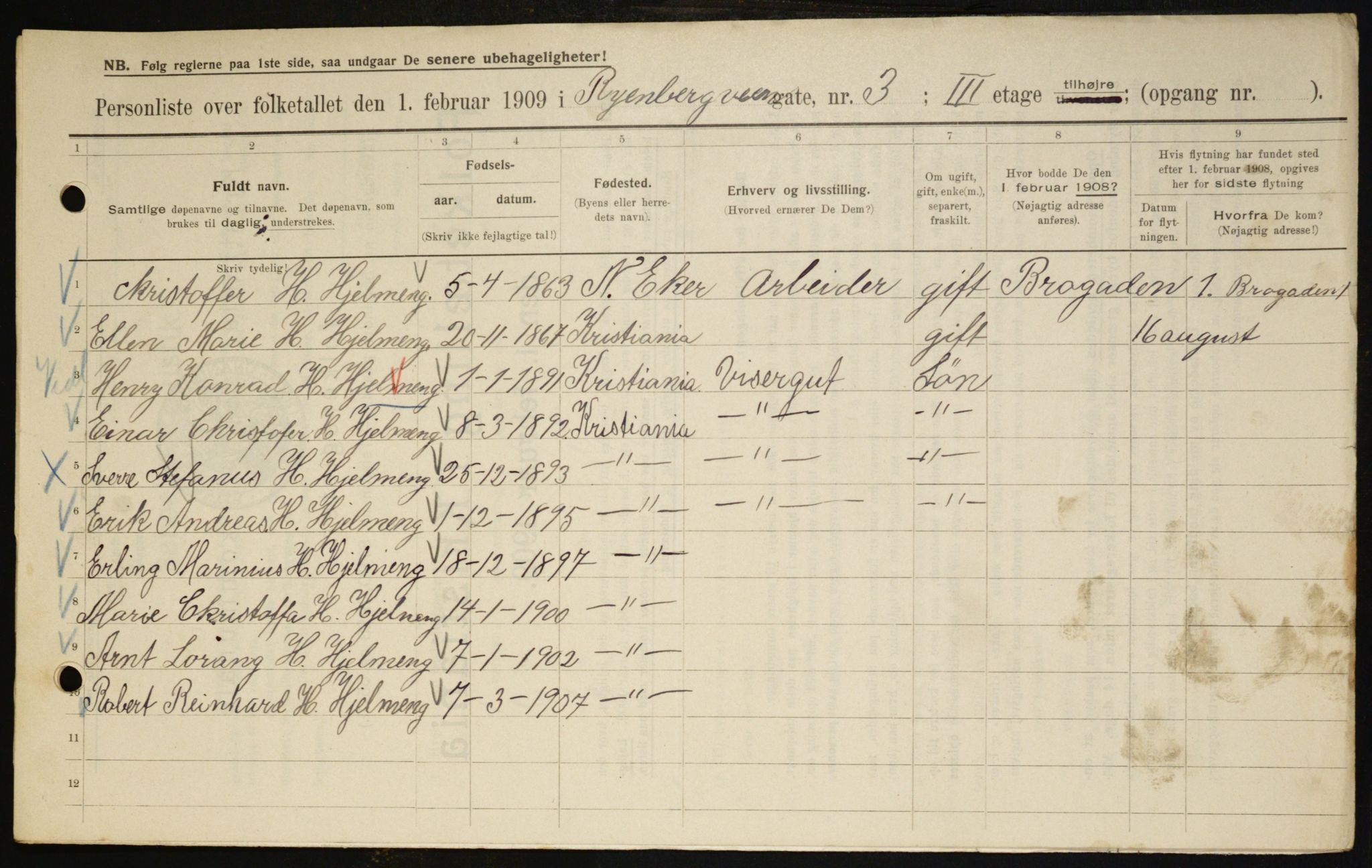 OBA, Municipal Census 1909 for Kristiania, 1909, p. 77800