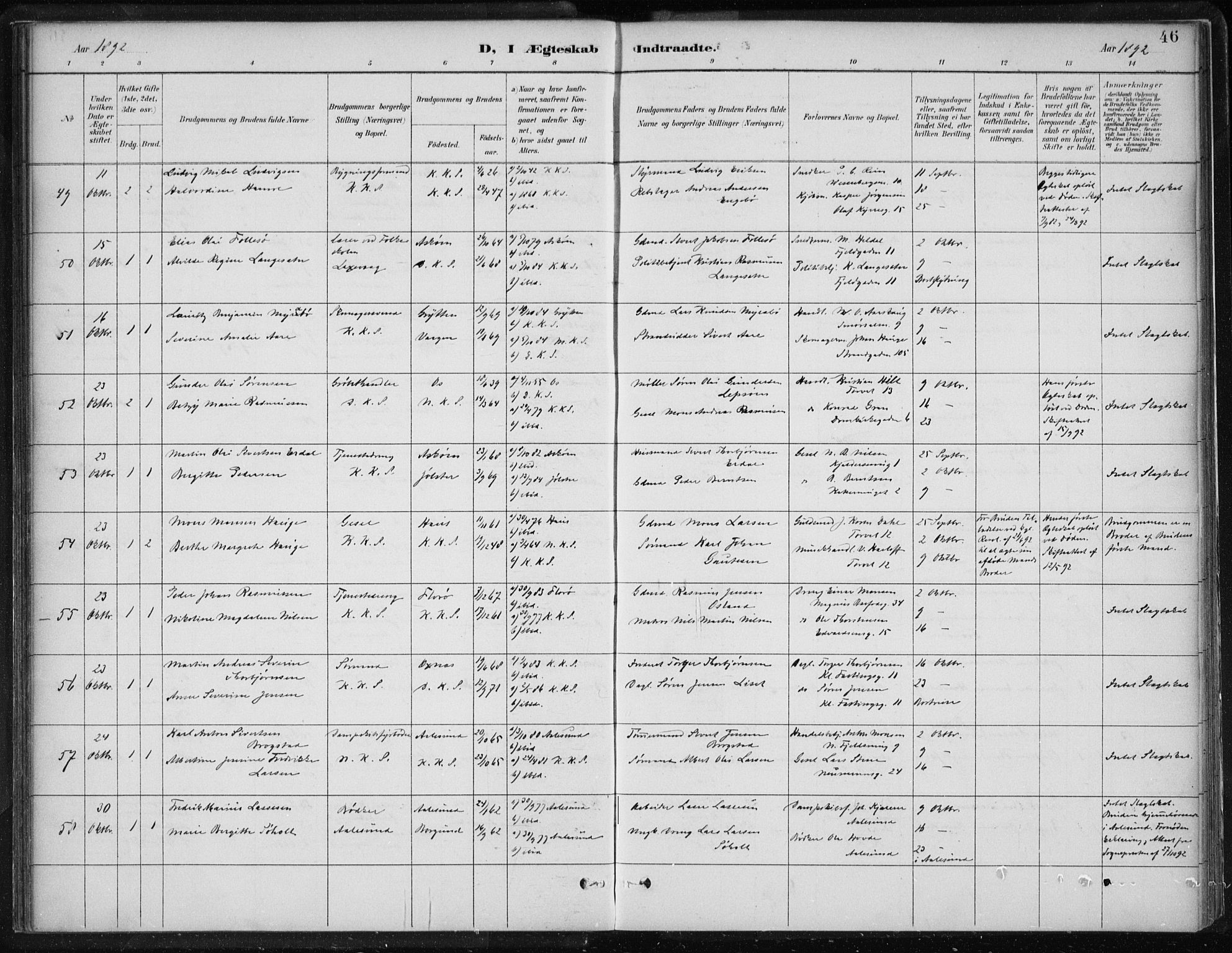 Korskirken sokneprestembete, AV/SAB-A-76101/H/Hab: Parish register (copy) no. D 3, 1887-1906, p. 46