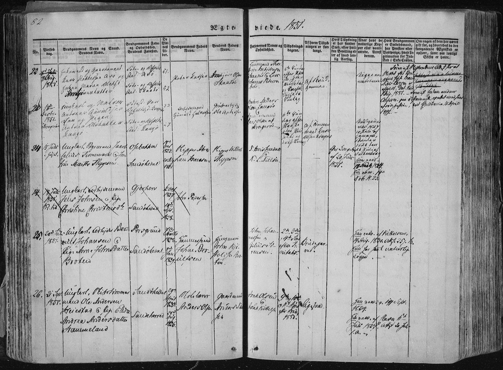 Sannidal kirkebøker, AV/SAKO-A-296/F/Fa/L0007: Parish register (official) no. 7, 1831-1854, p. 82