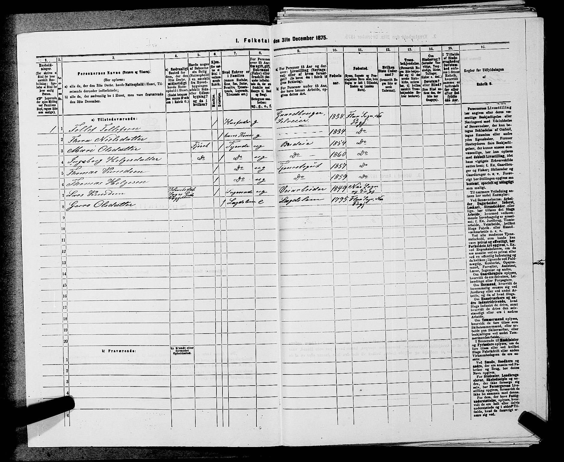 SAKO, 1875 census for 0616P Nes, 1875, p. 975