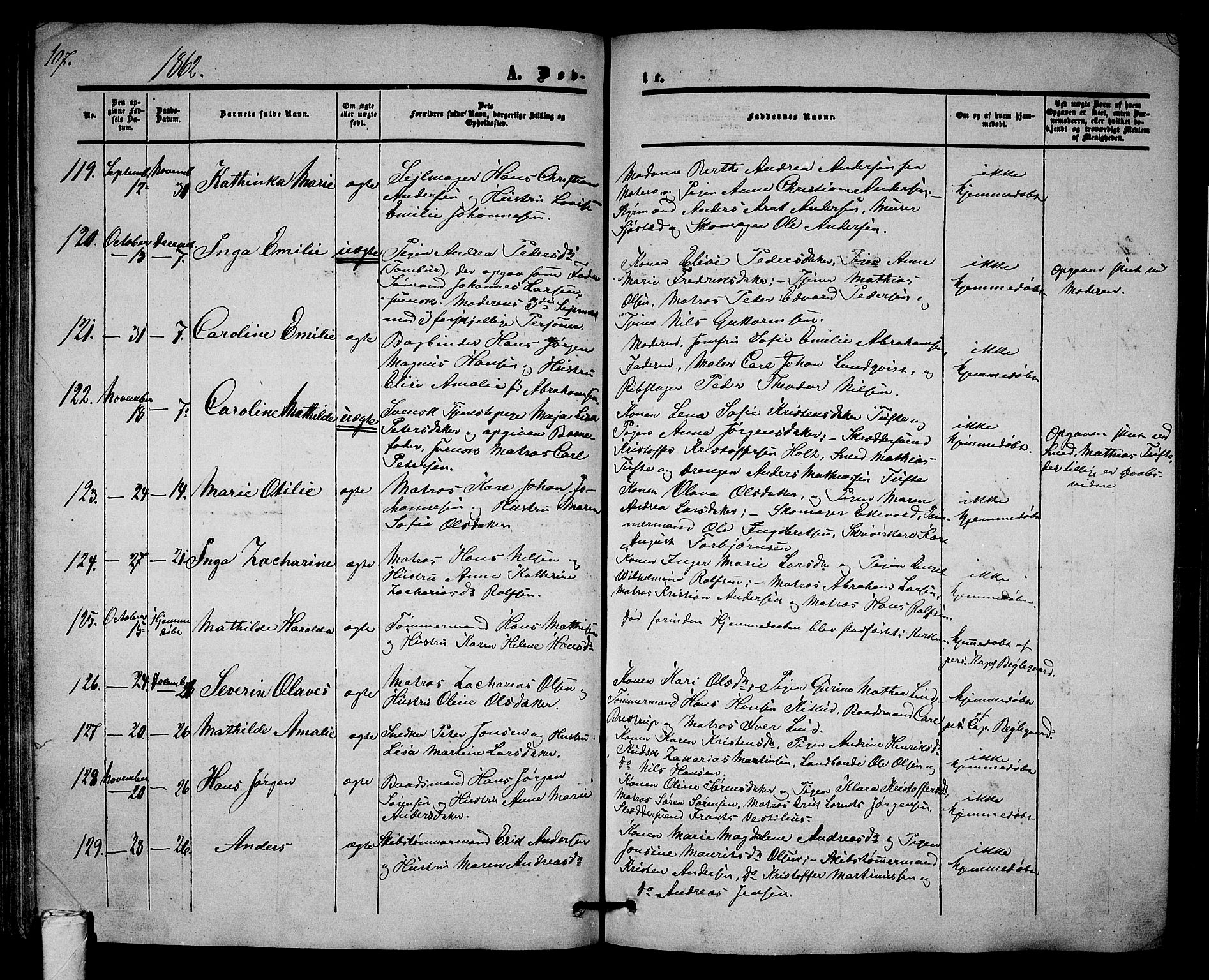 Tønsberg kirkebøker, AV/SAKO-A-330/G/Ga/L0003: Parish register (copy) no. 3, 1855-1864, p. 107