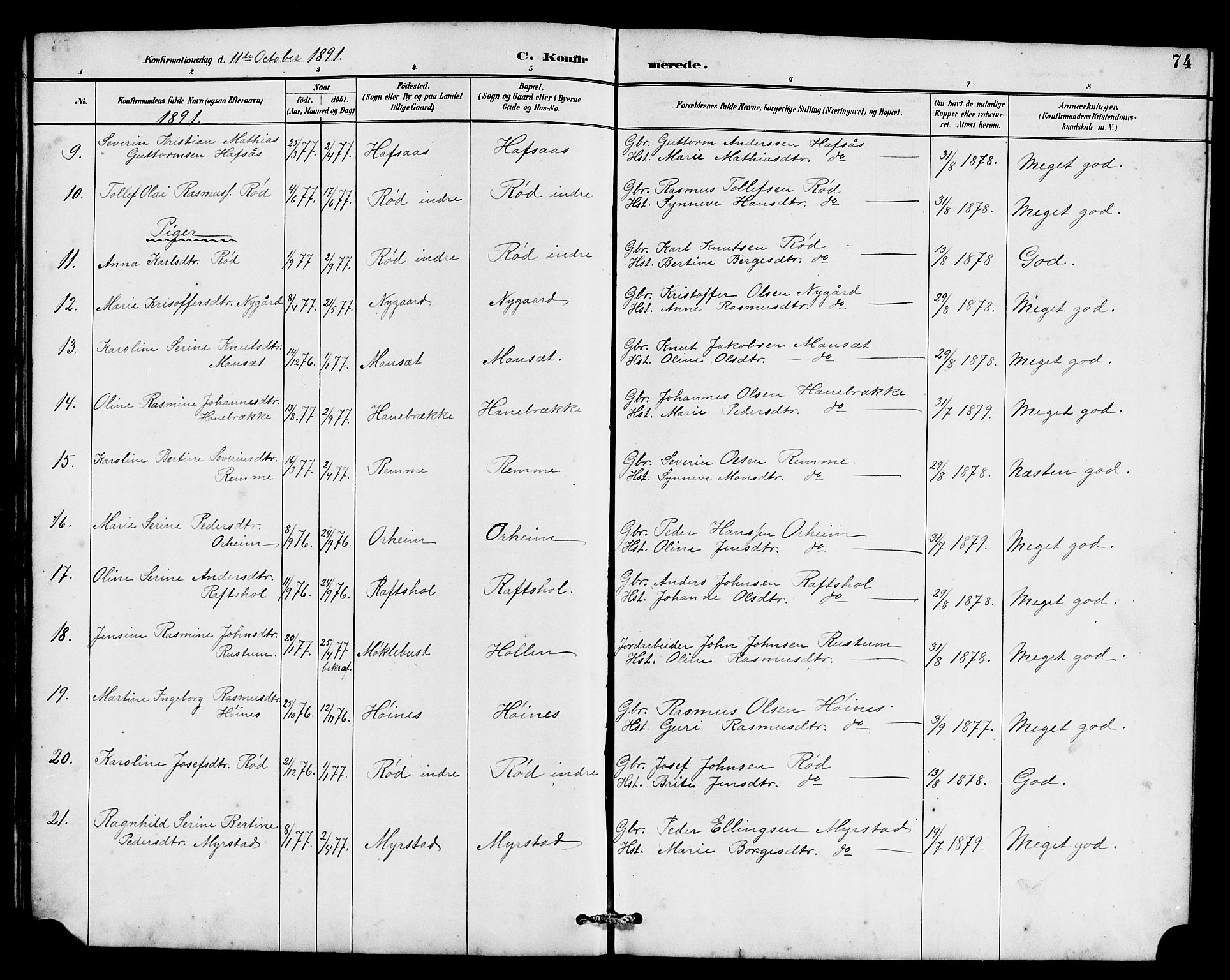 Eid sokneprestembete, AV/SAB-A-82301/H/Hab/Habc/L0002: Parish register (copy) no. C 2, 1887-1906, p. 74