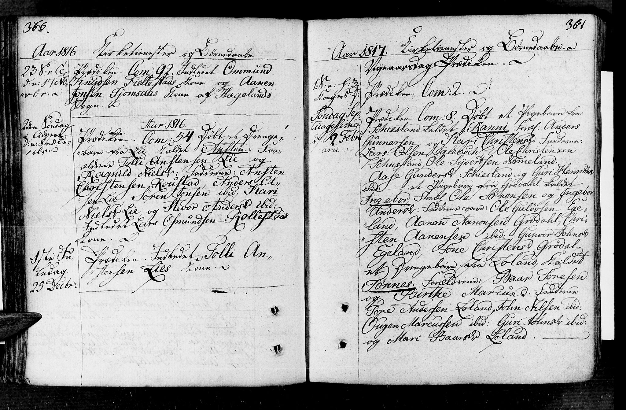 Vennesla sokneprestkontor, AV/SAK-1111-0045/Fa/Fac/L0002: Parish register (official) no. A 2, 1785-1834, p. 360-361