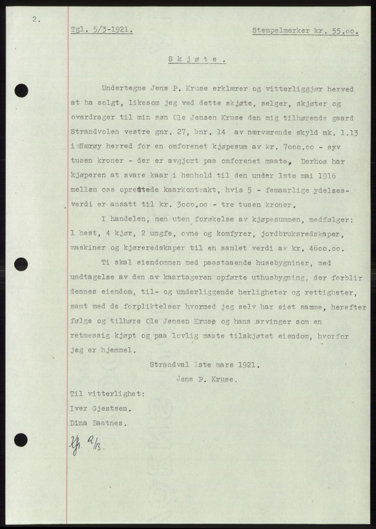 Namdal sorenskriveri, SAT/A-4133/1/2/2C: Mortgage book no. -, 1916-1921, Deed date: 05.03.1921