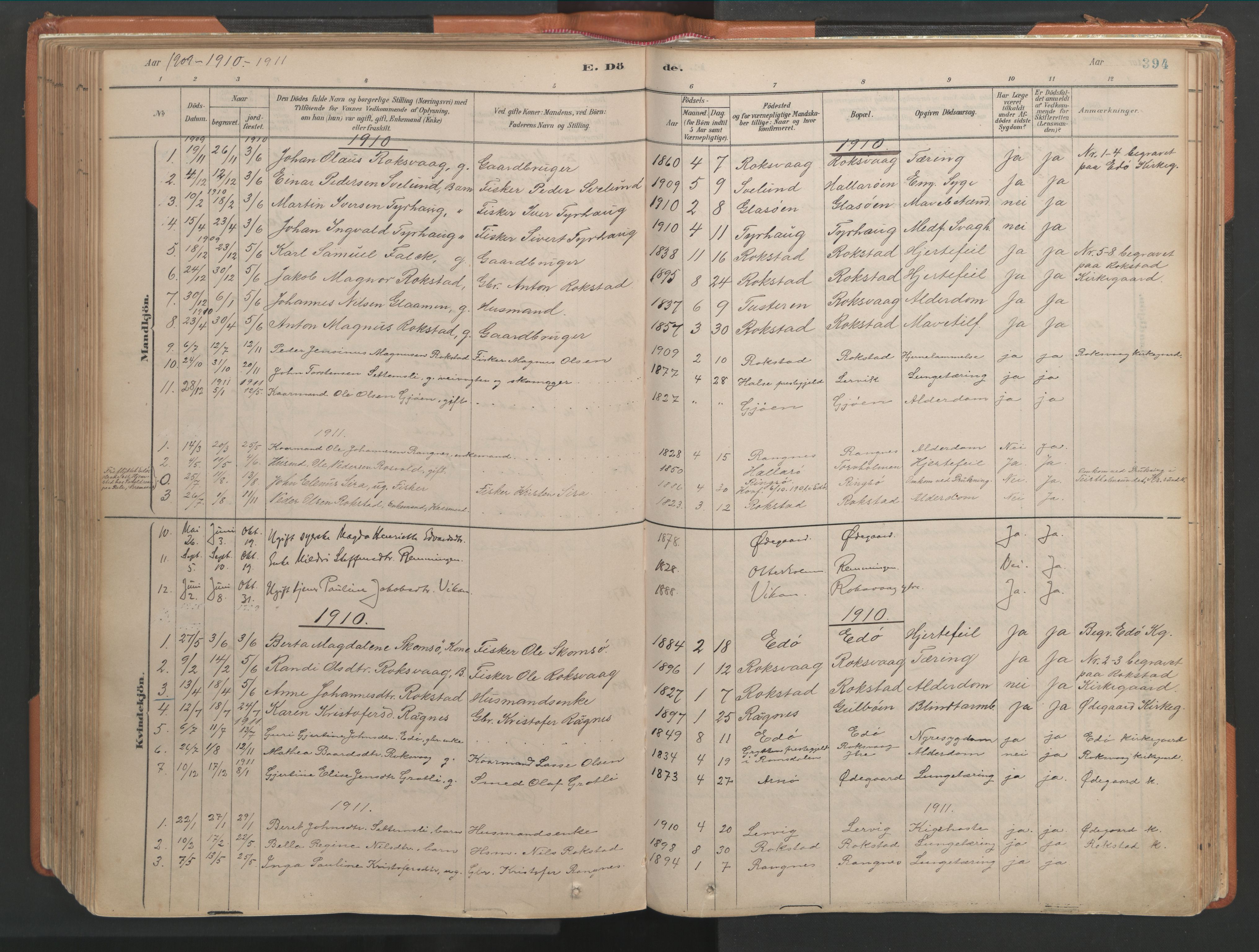 Ministerialprotokoller, klokkerbøker og fødselsregistre - Møre og Romsdal, AV/SAT-A-1454/581/L0941: Parish register (official) no. 581A09, 1880-1919, p. 394